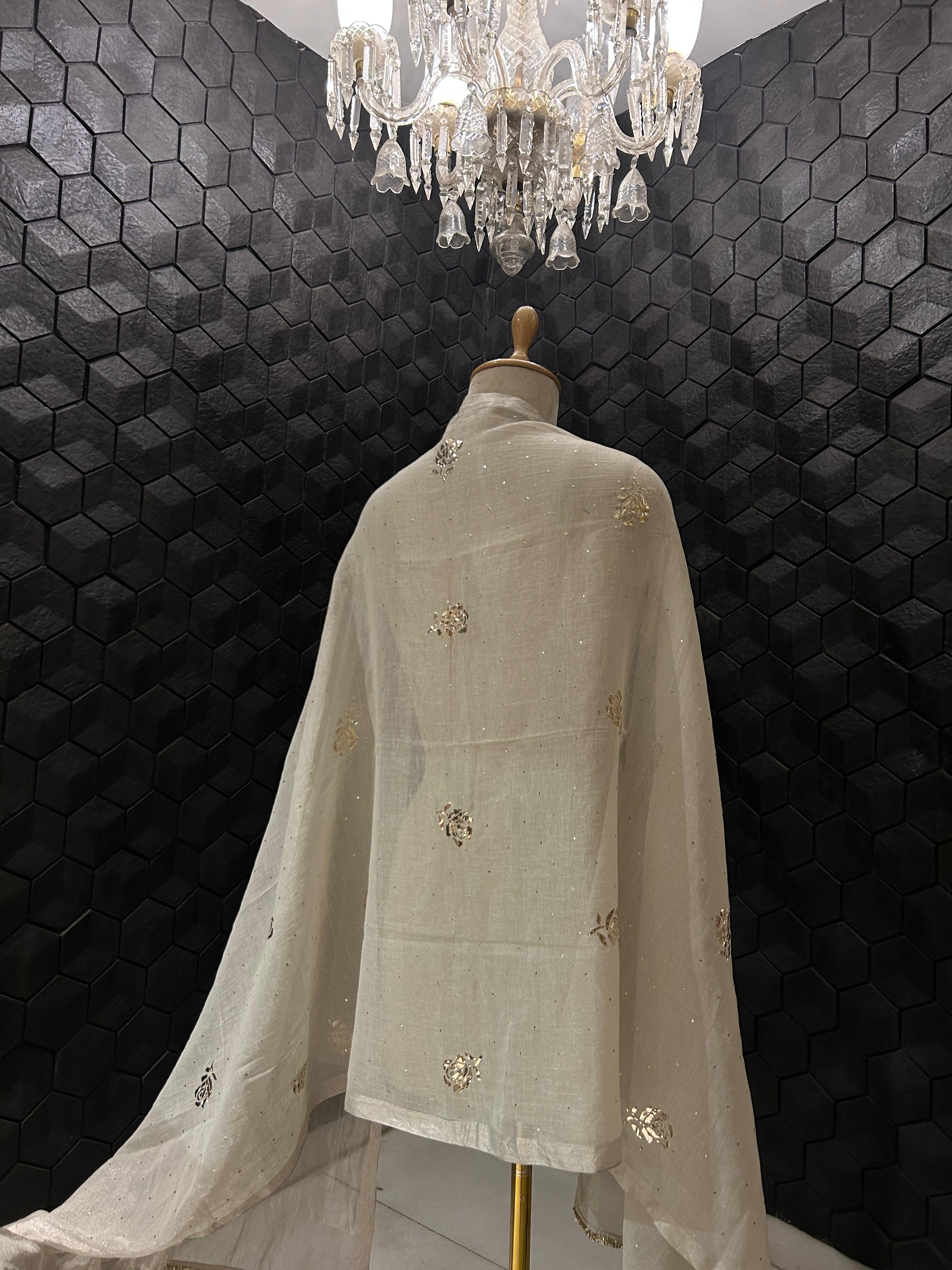 Silver tissue dupatta