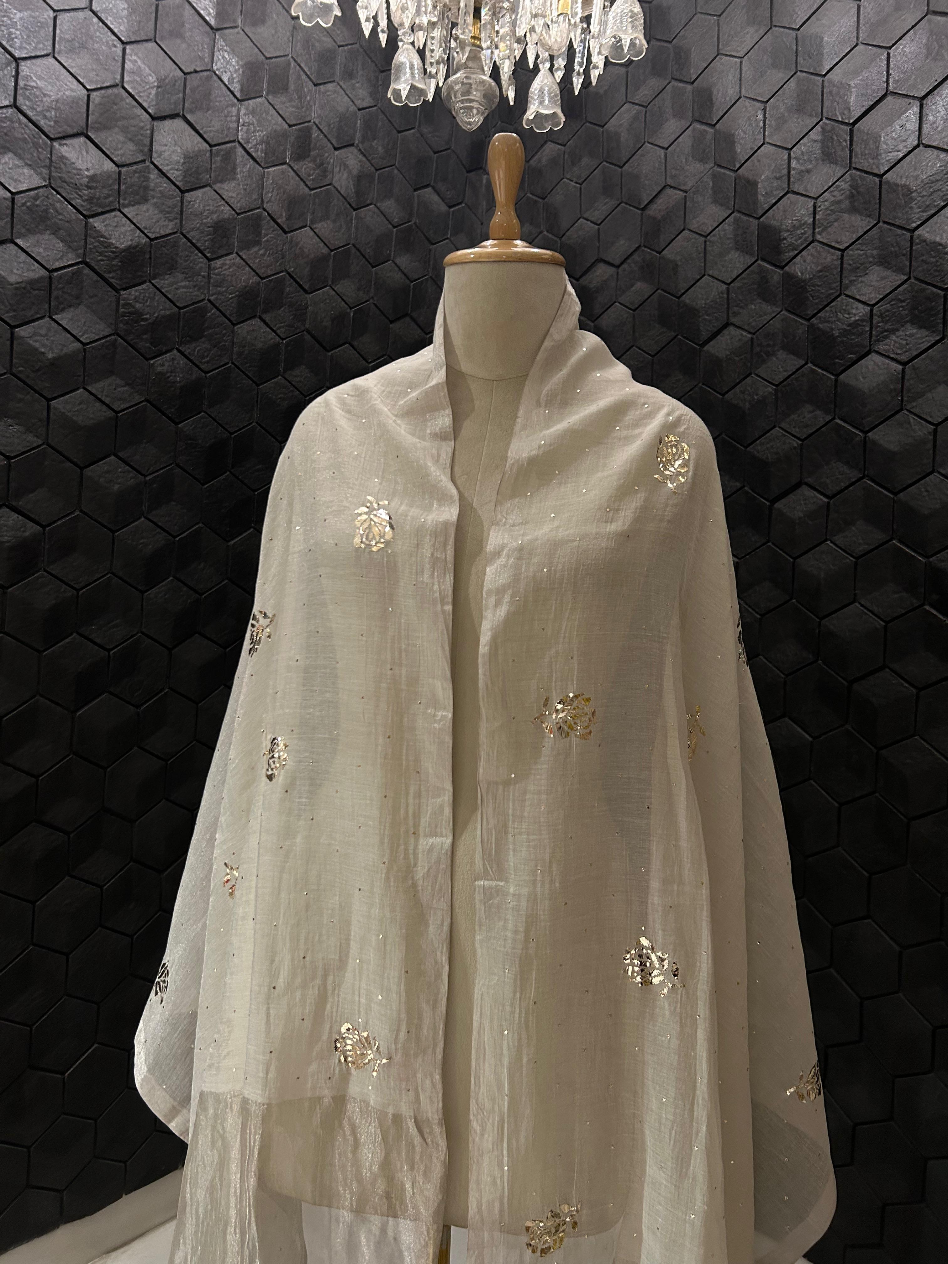 Silver tissue dupatta