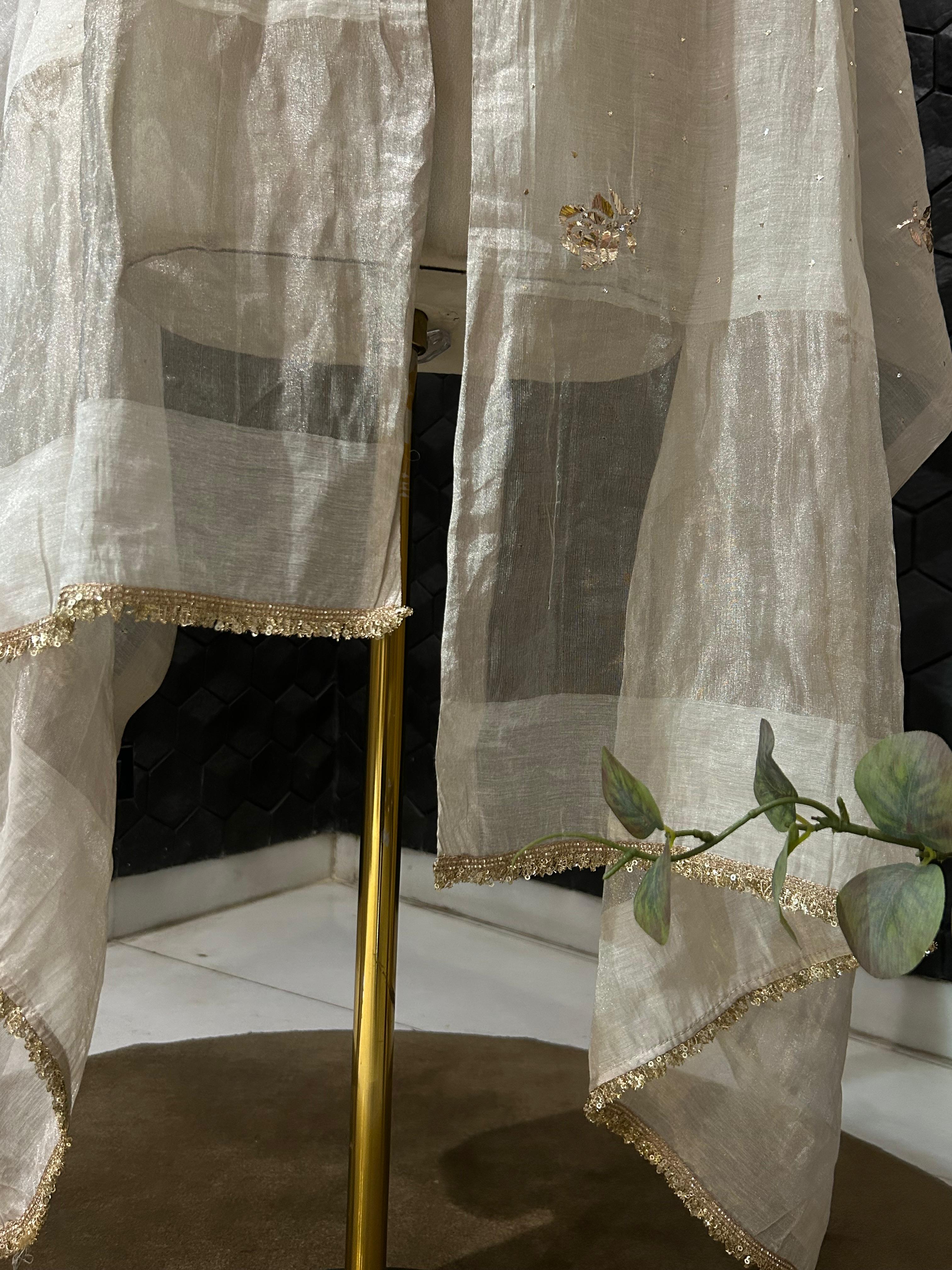 Silver tissue dupatta