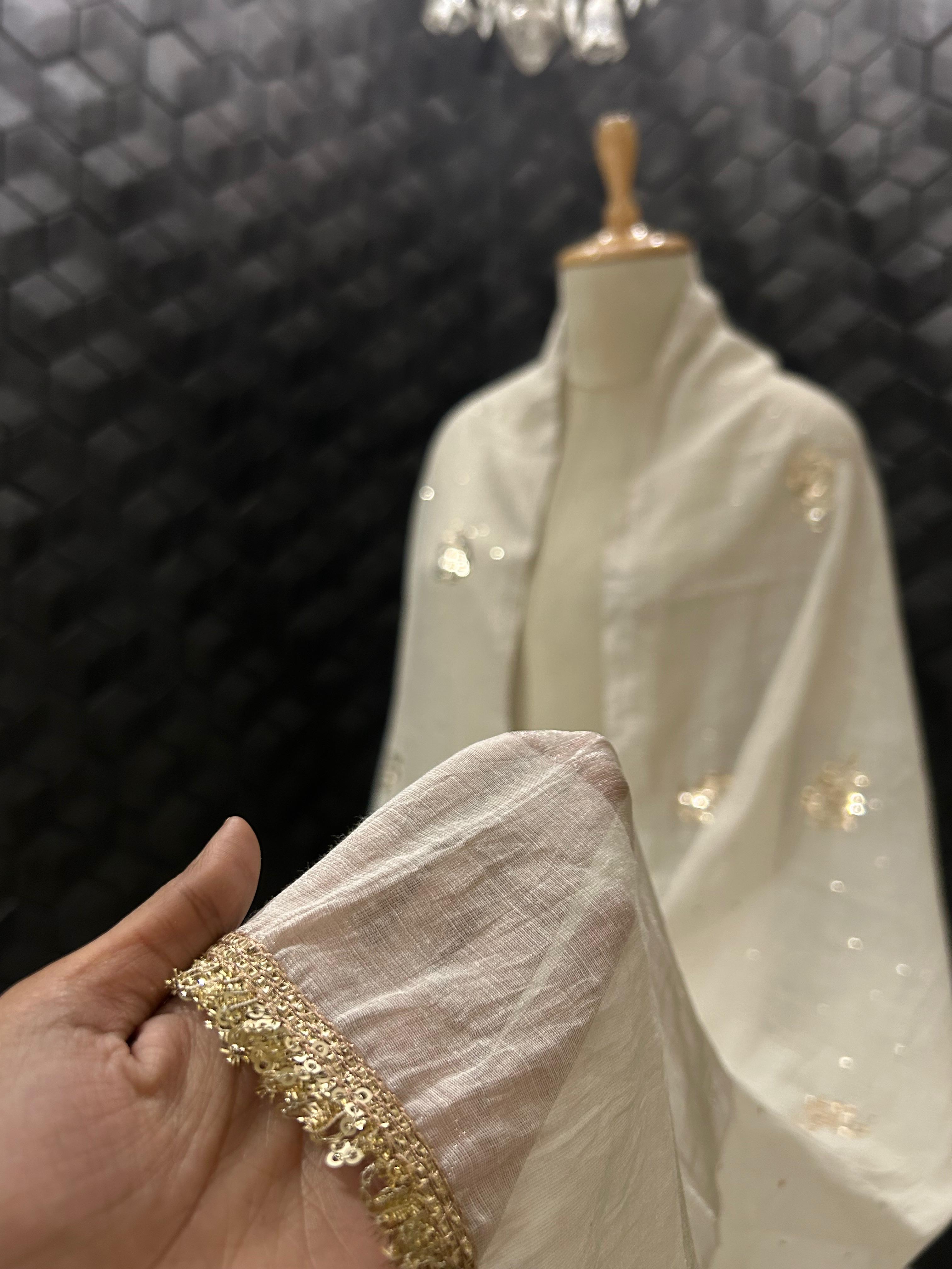 Silver tissue dupatta