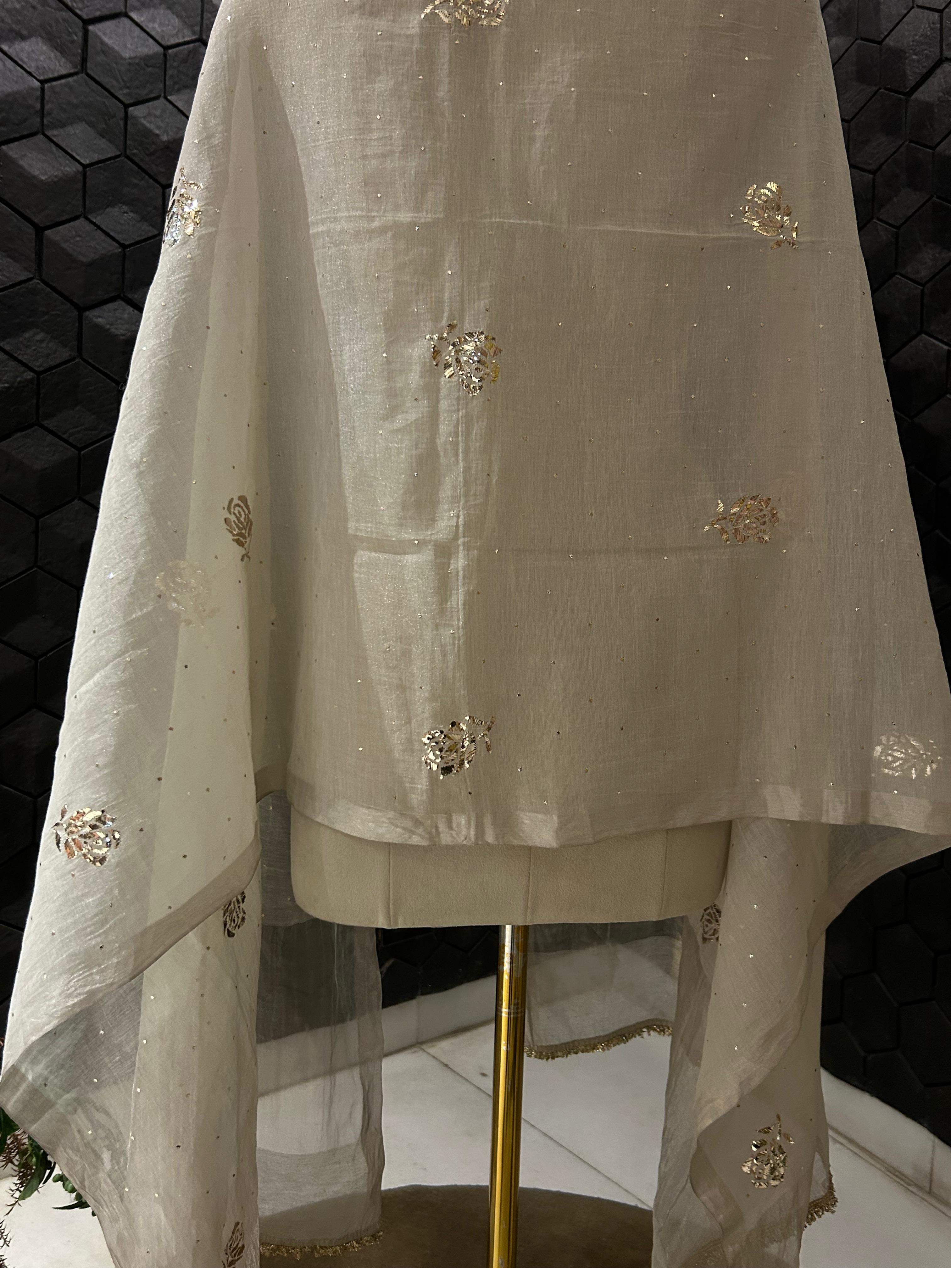 Silver tissue dupatta