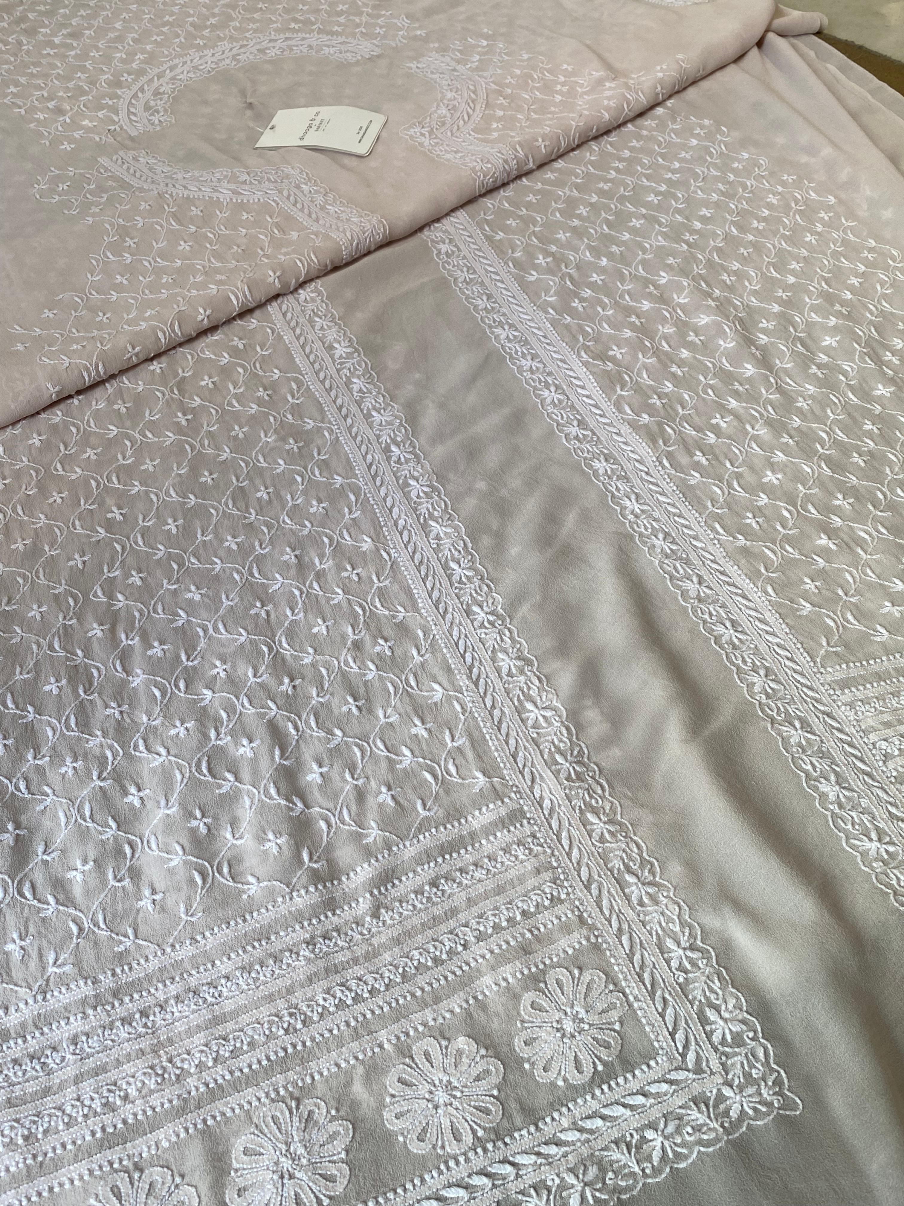 Beige georgette chikankari sherwani