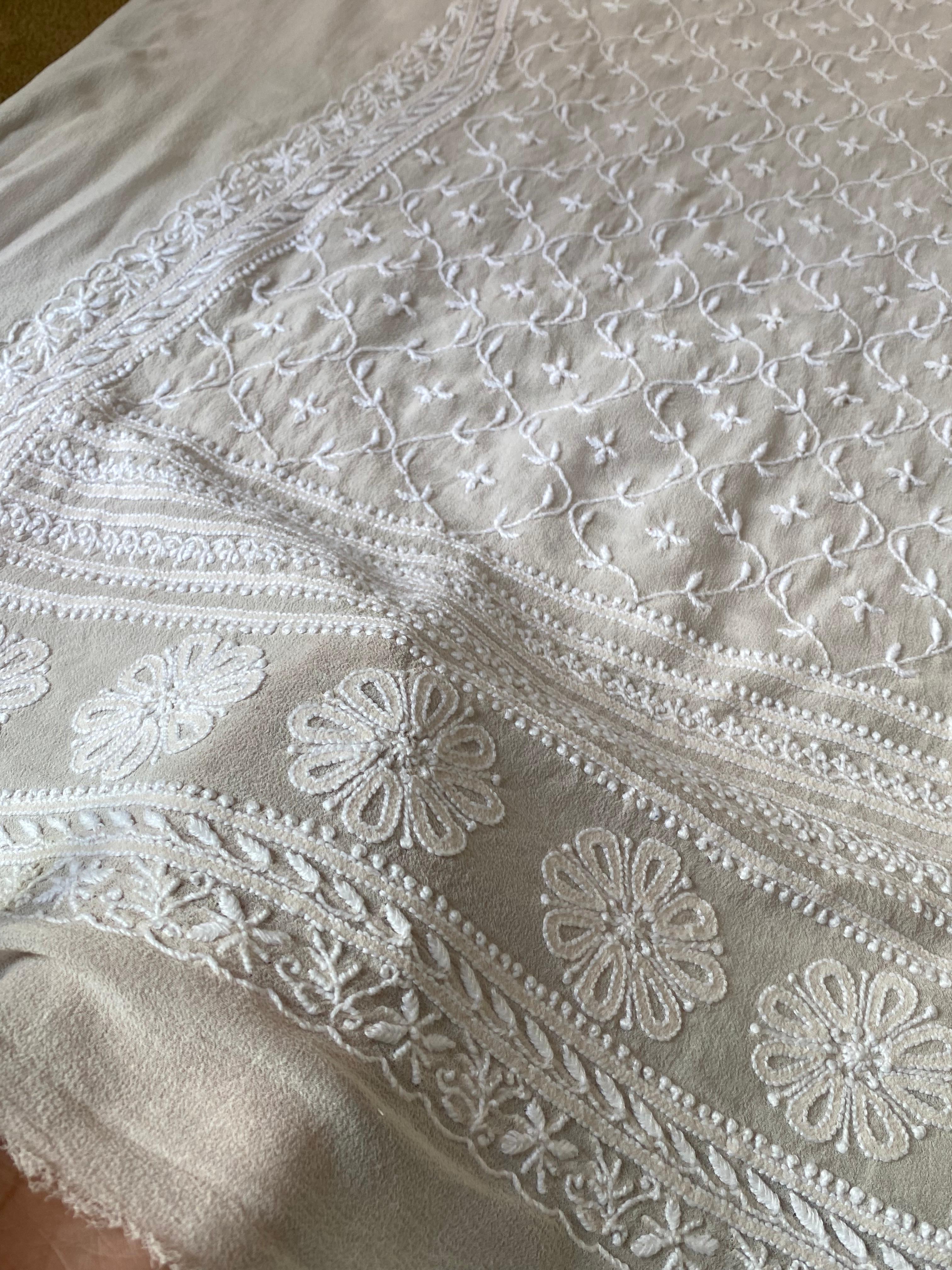 Beige georgette chikankari sherwani