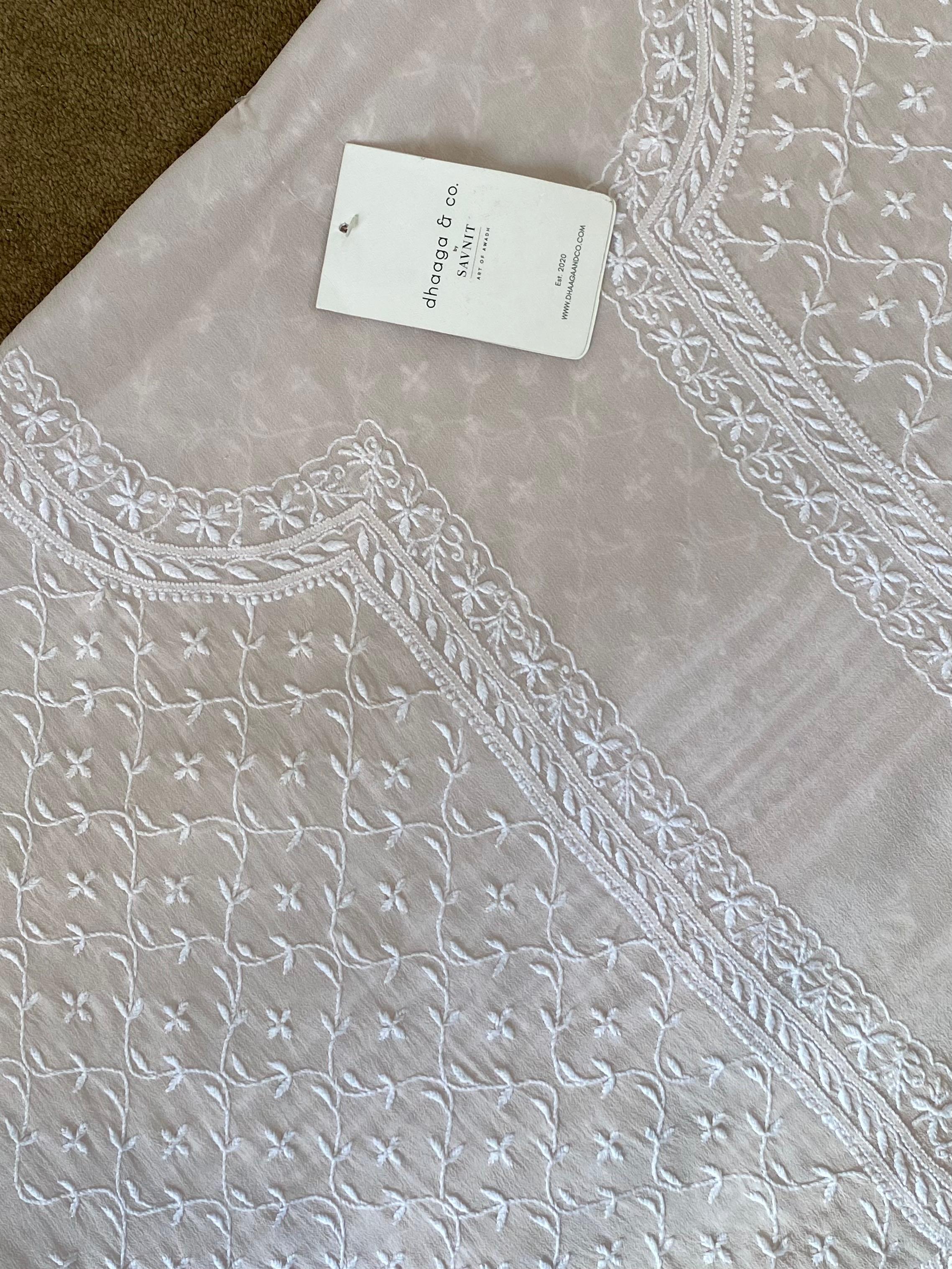 Beige georgette chikankari sherwani