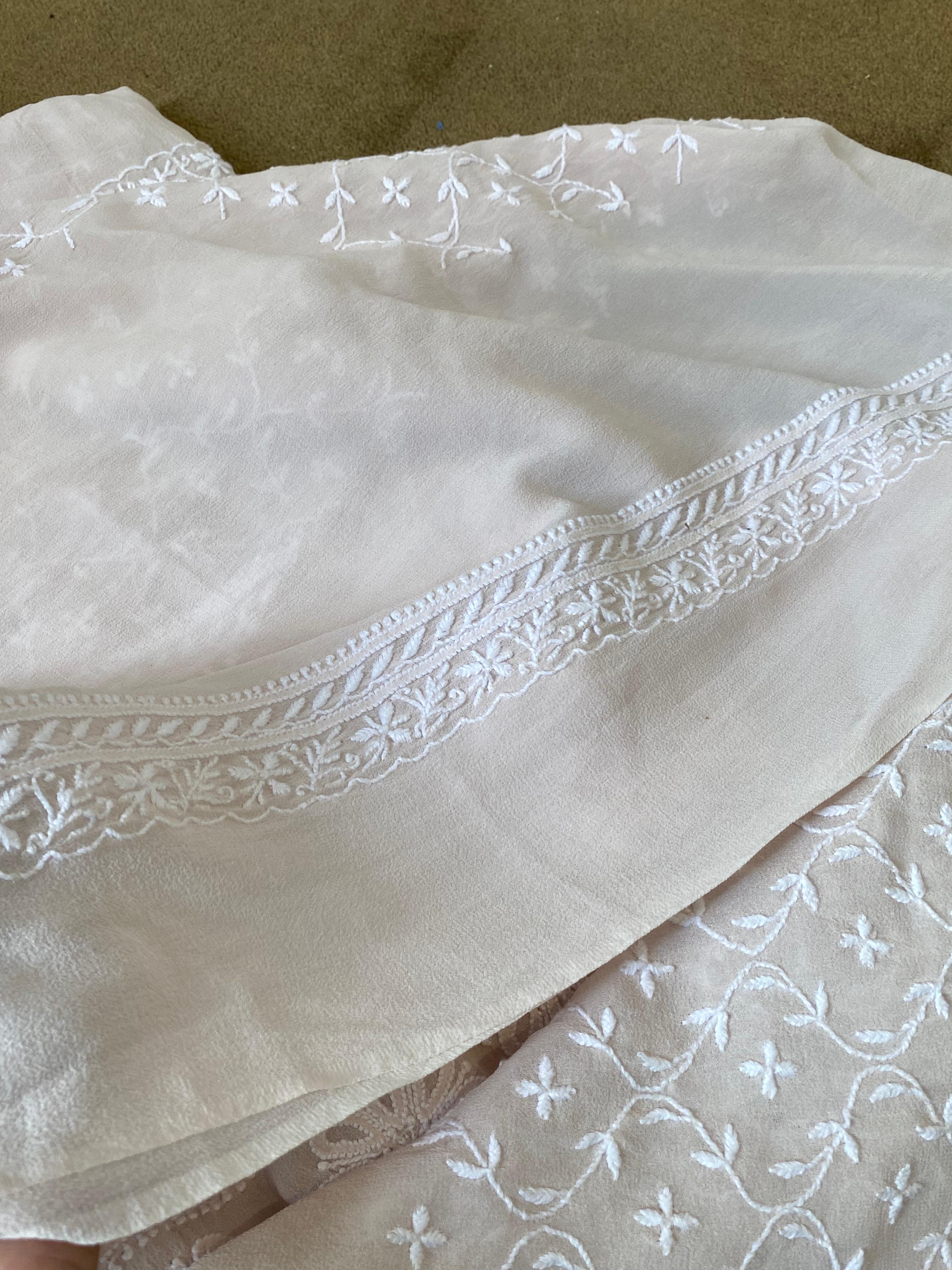 Beige georgette chikankari sherwani