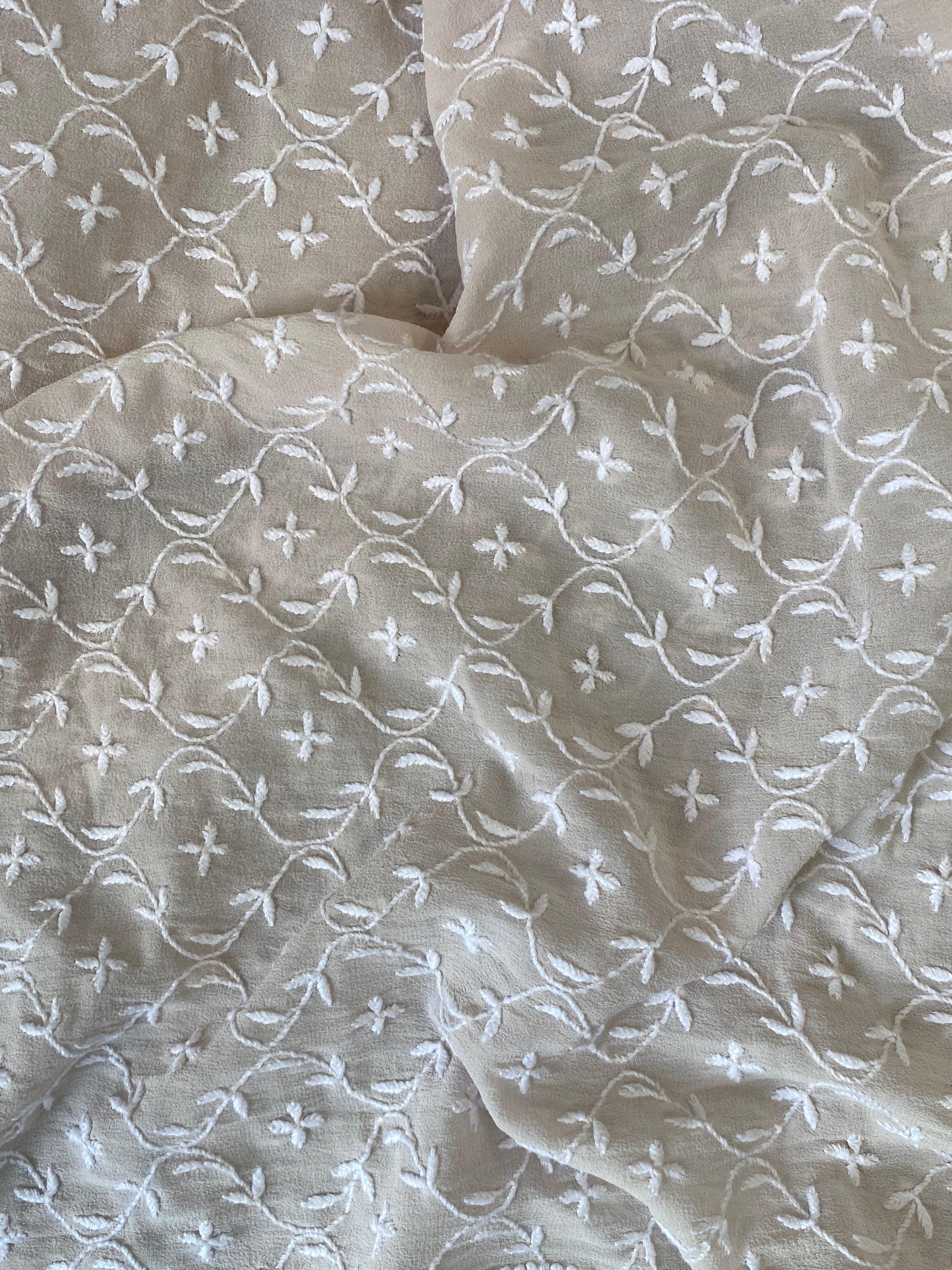 Beige georgette chikankari sherwani