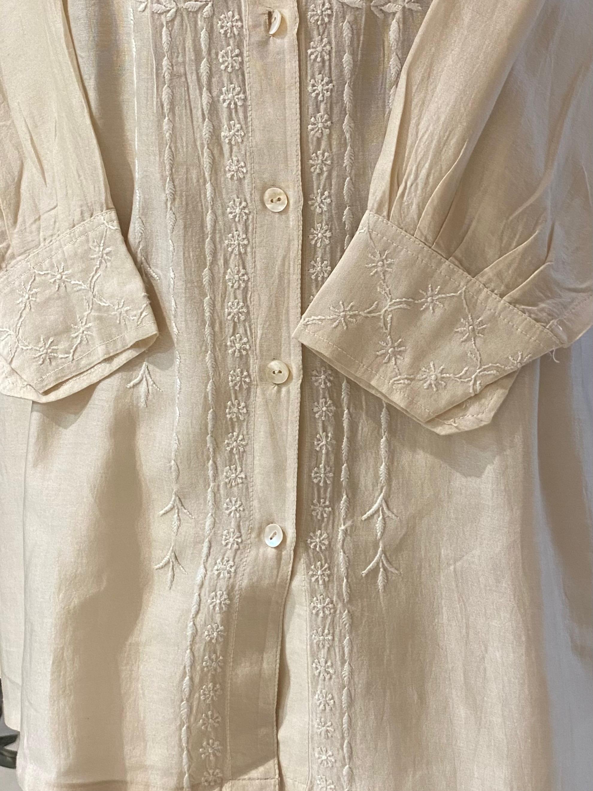 Beige chanderi chikankari co-ord set