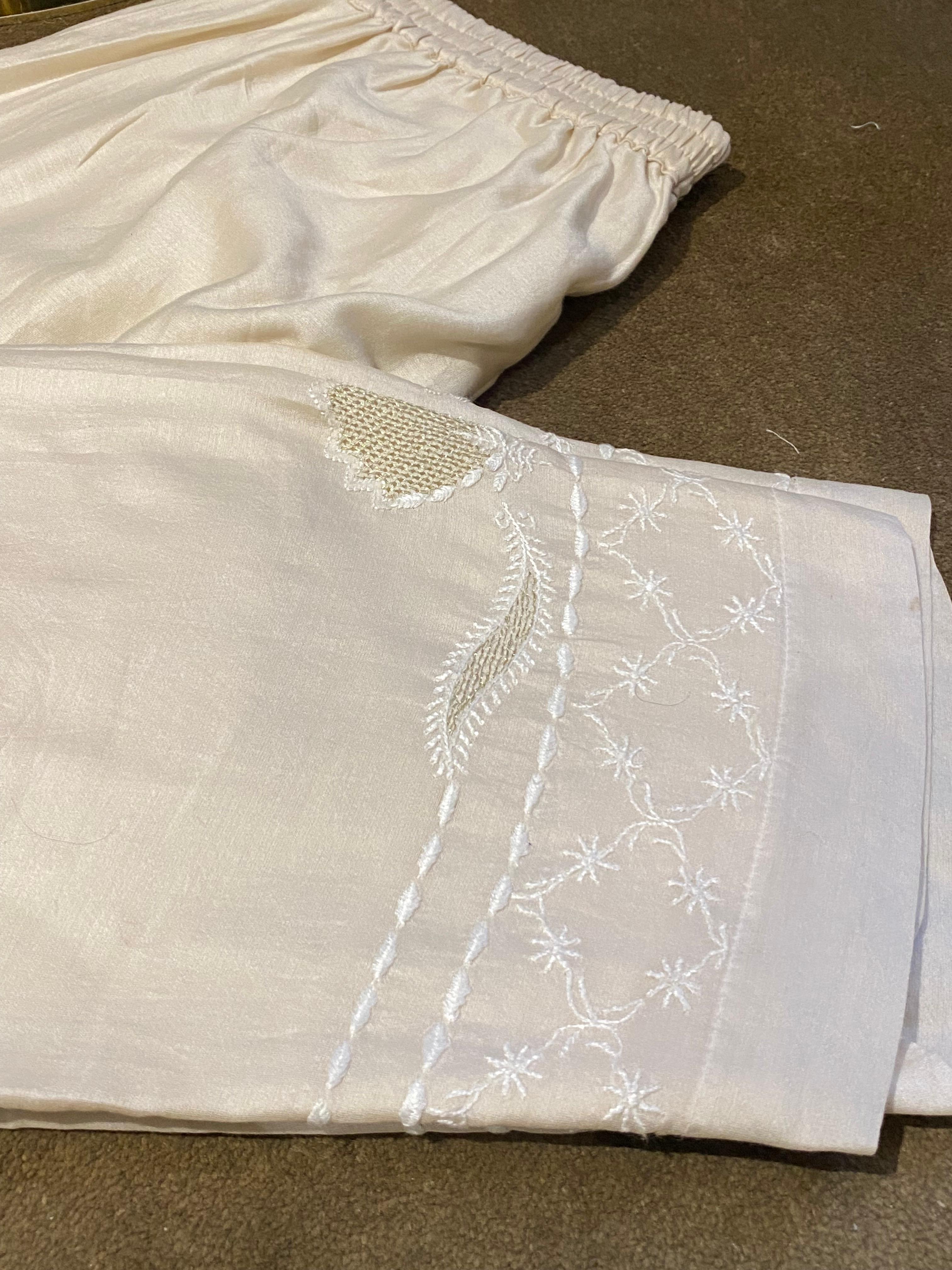 Beige chanderi chikankari co-ord set