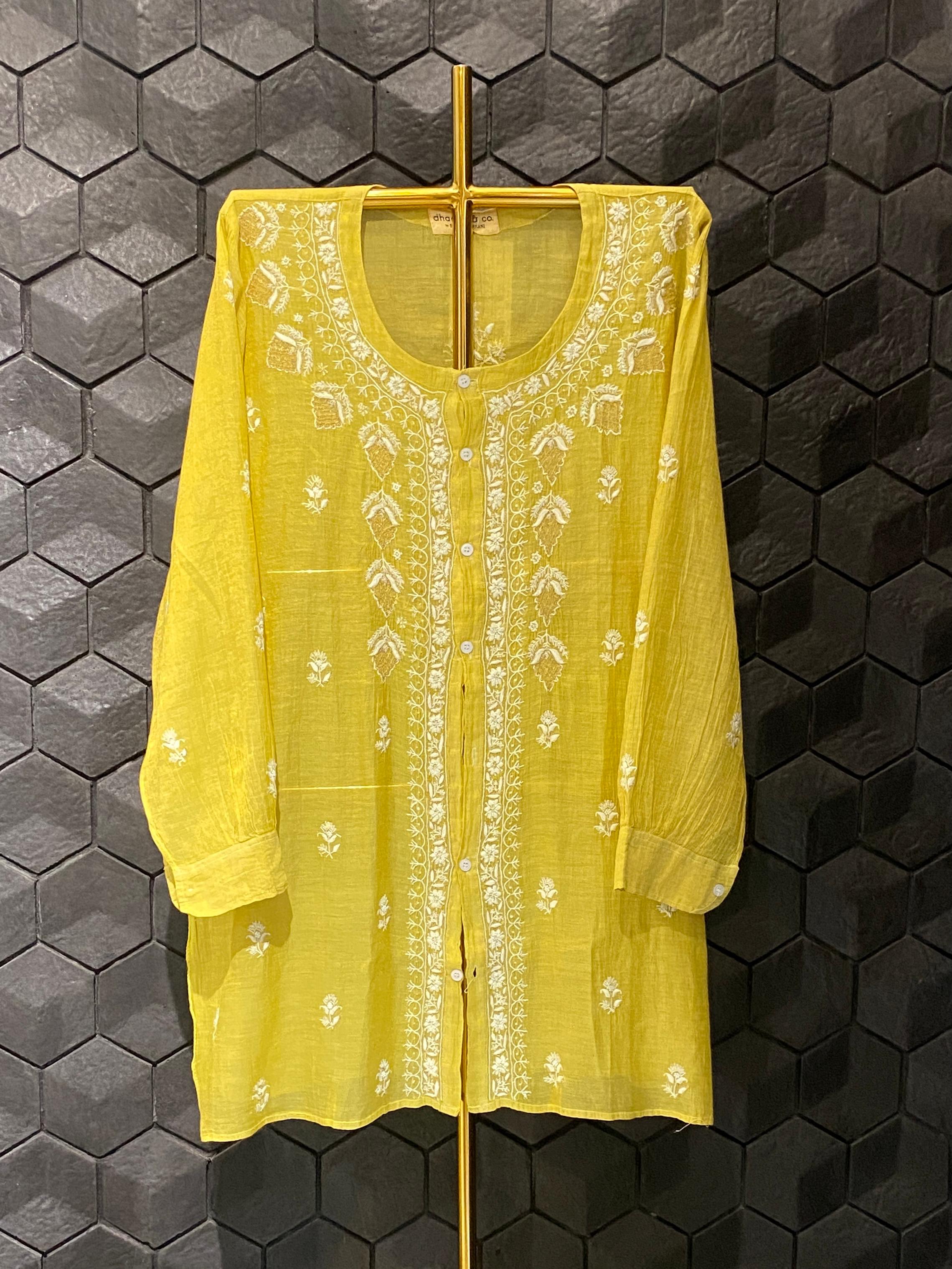Green tissue chikankari co-ord set