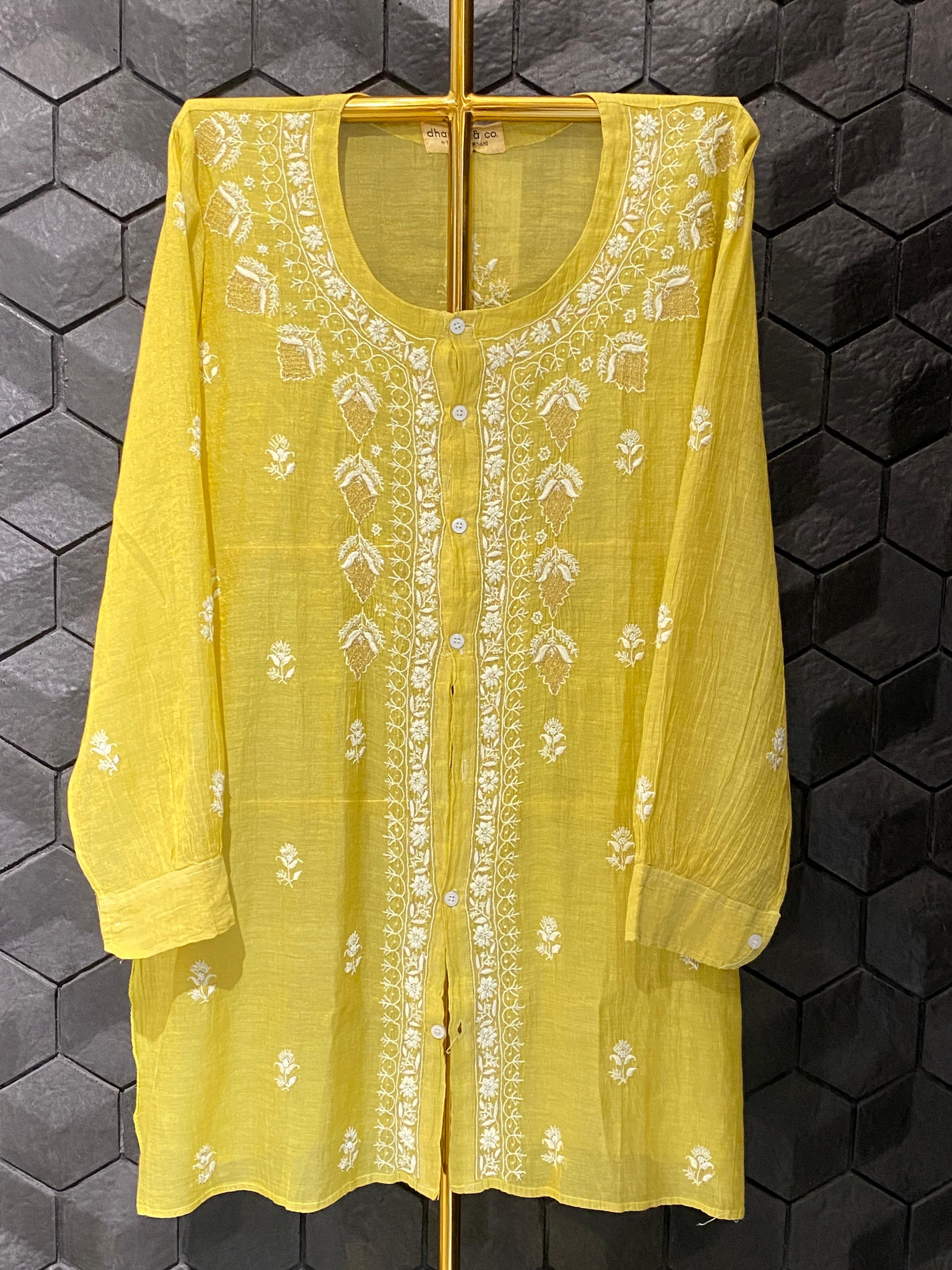 Green tissue chikankari co-ord set