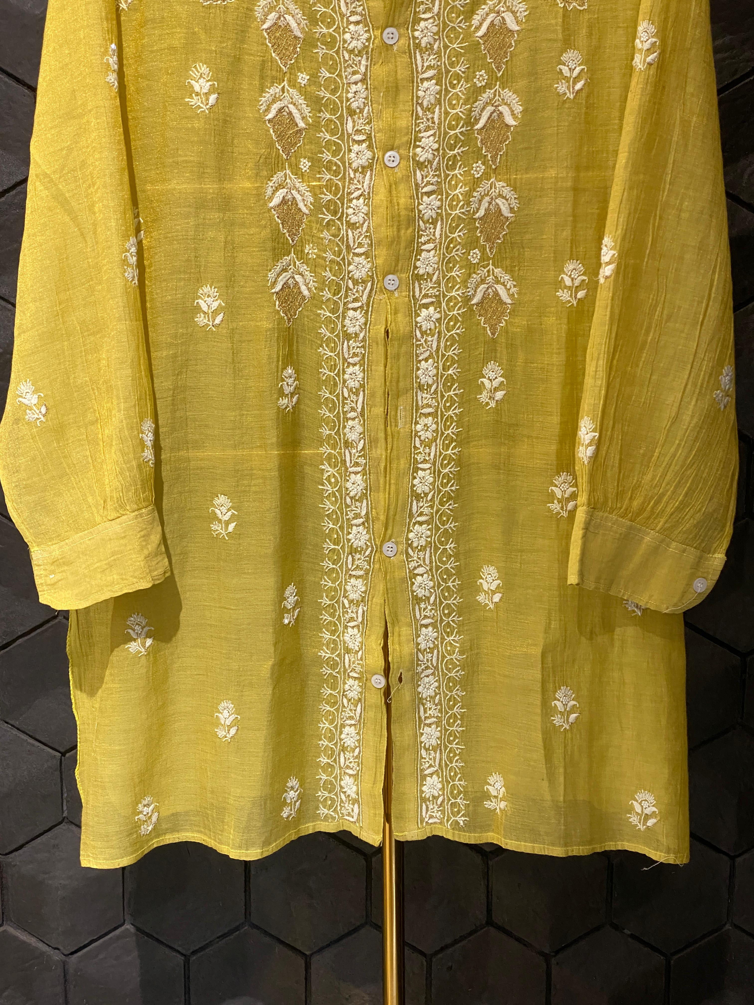 Green tissue chikankari co-ord set