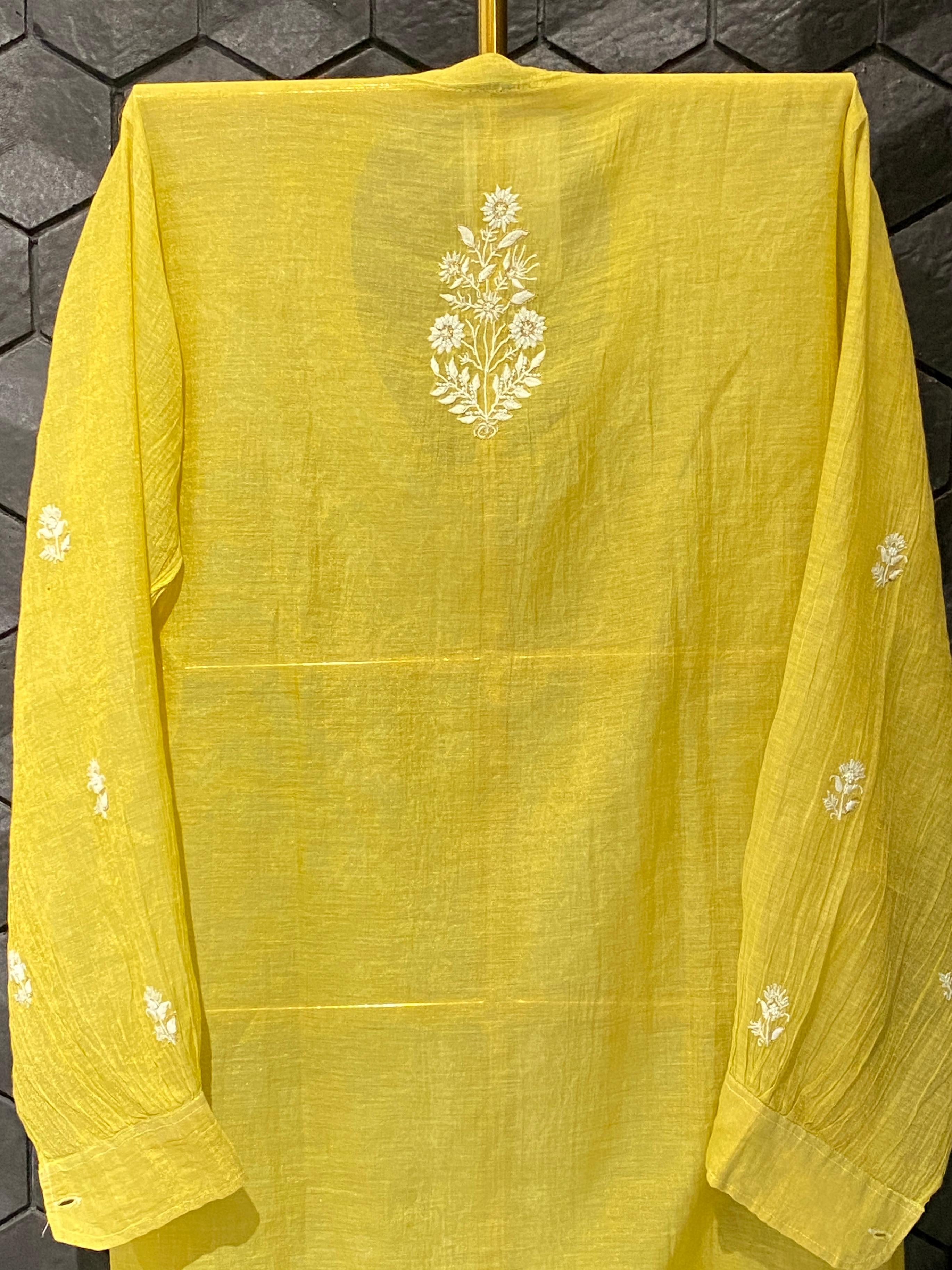 Green tissue chikankari co-ord set