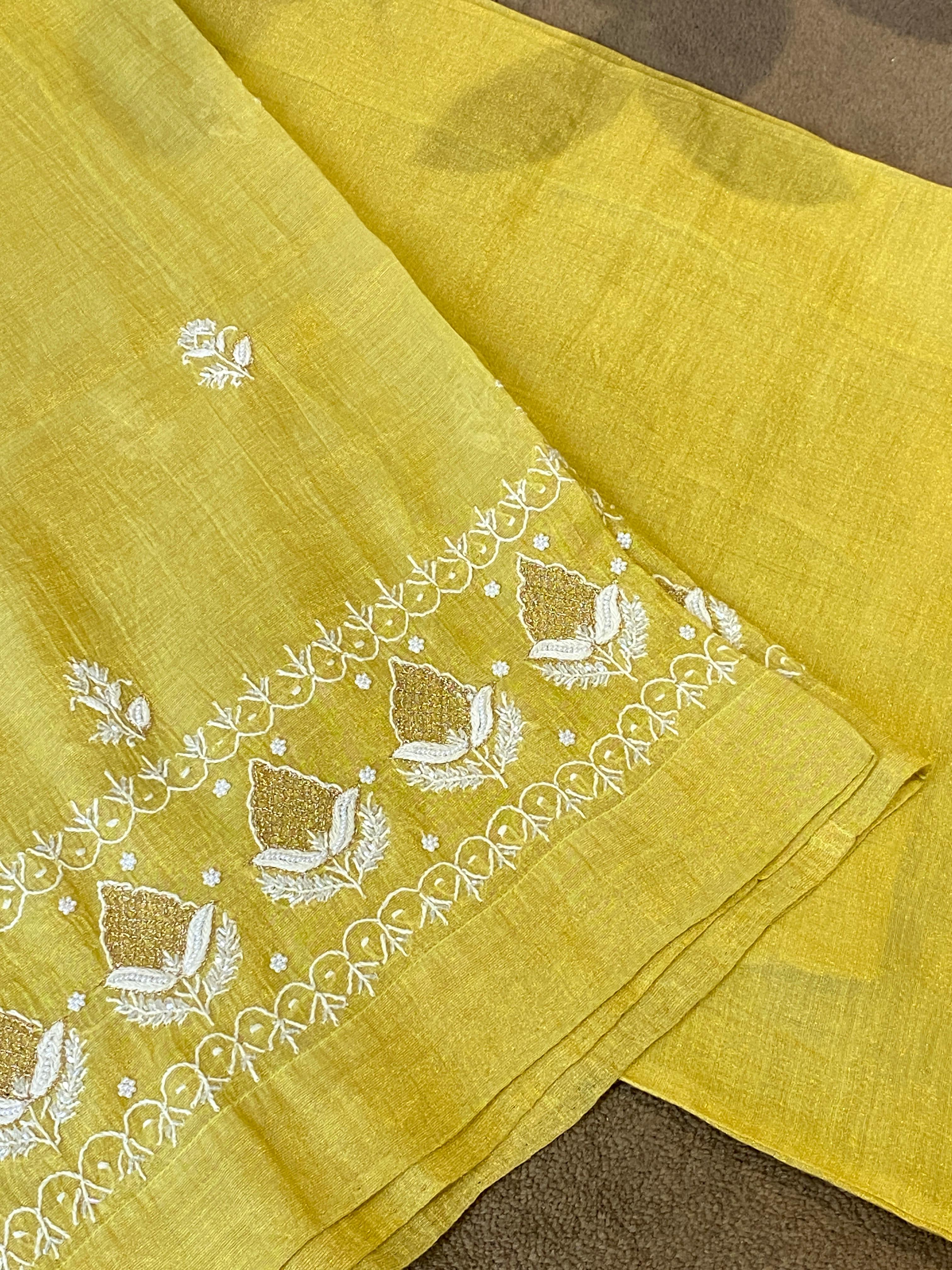 Green tissue chikankari co-ord set