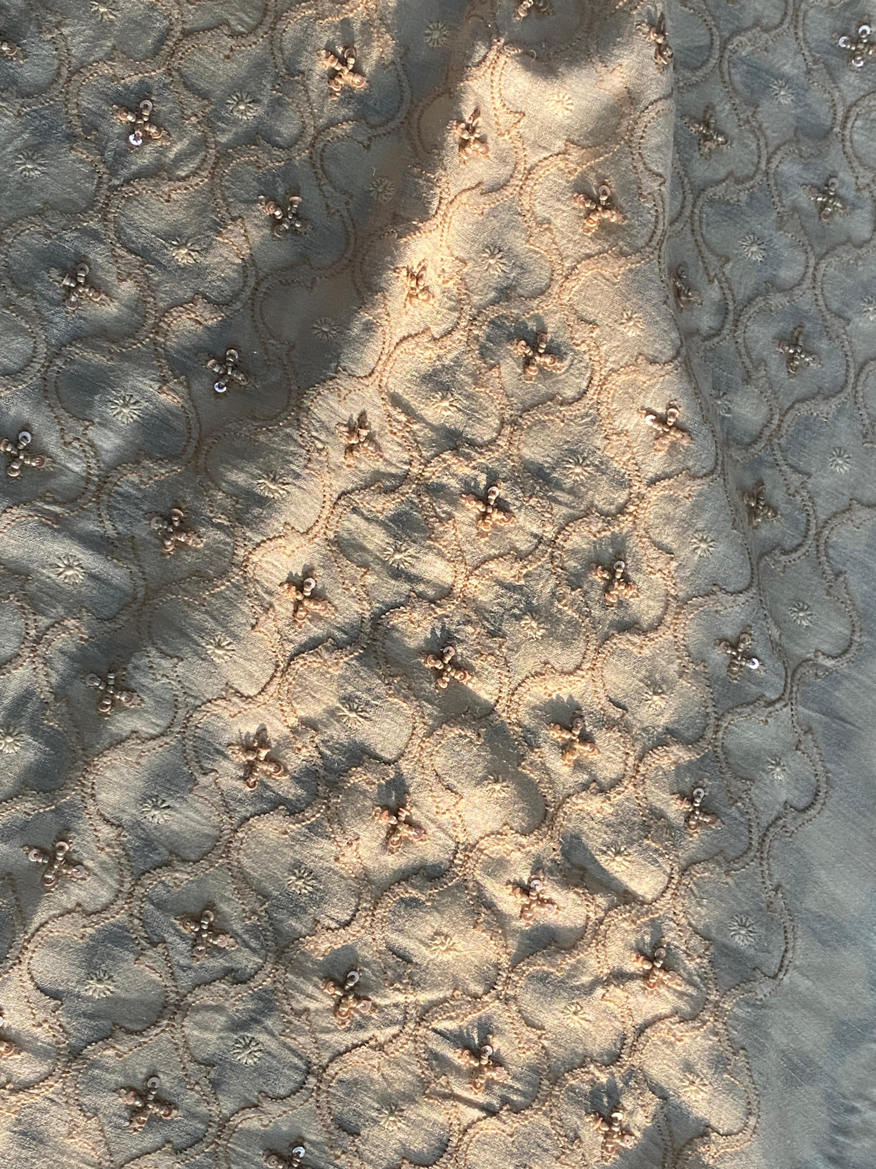 Mens Munga Silk Chikankari Sadri/Waistcoat