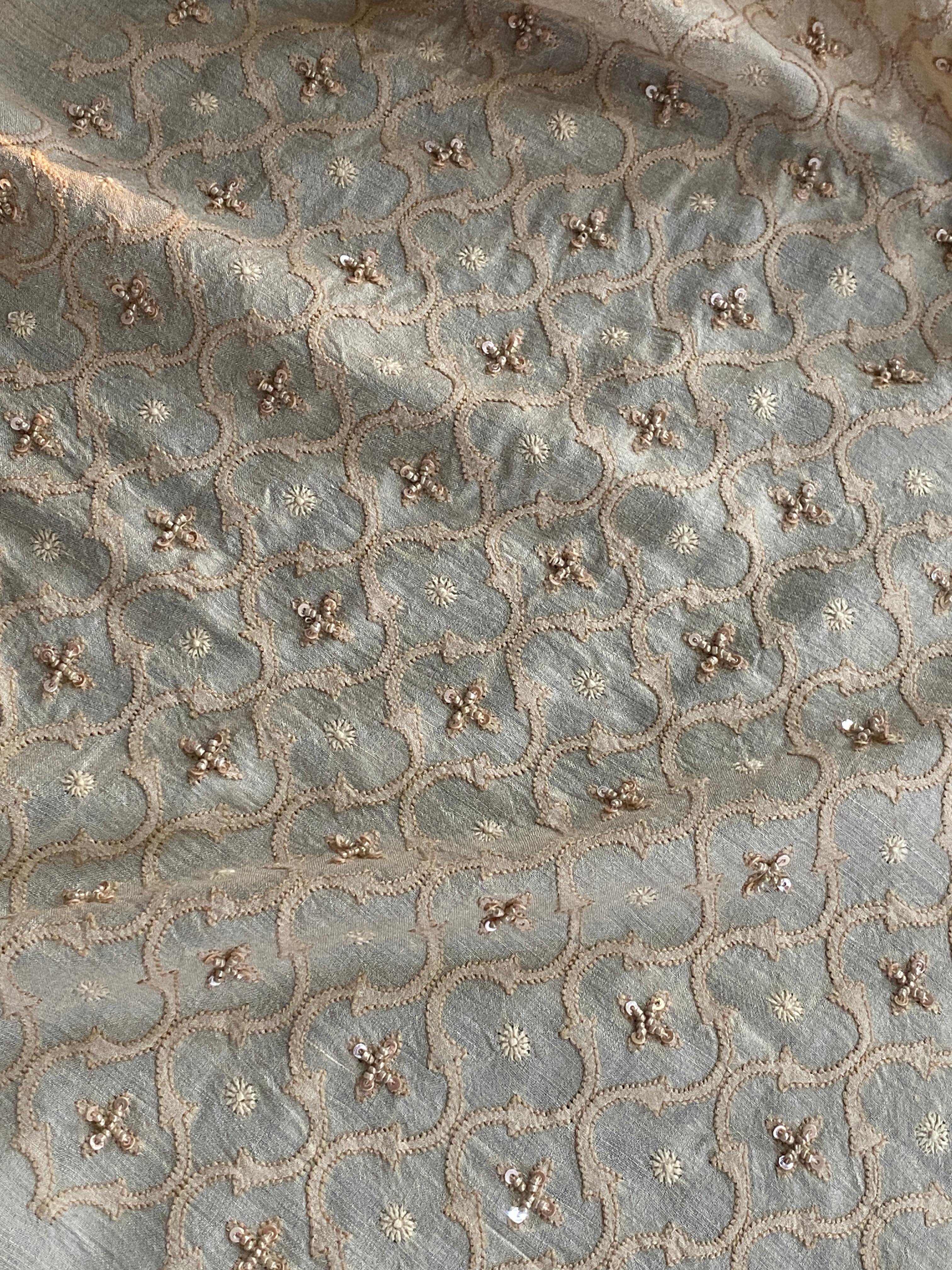 Mens Munga Silk Chikankari Sadri/Waistcoat