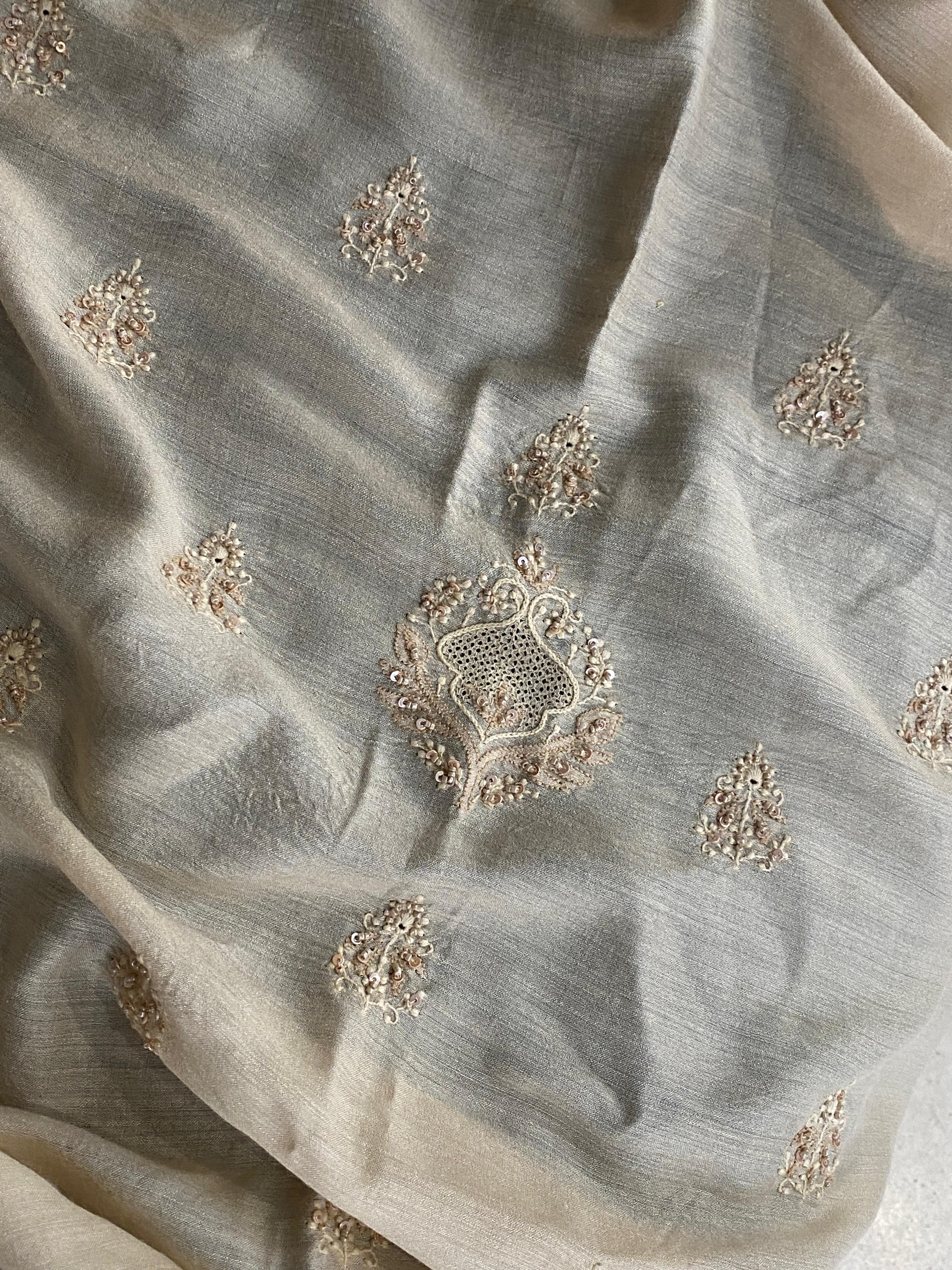 Mens Munga Silk Chikankari Sadri/Waistcoat