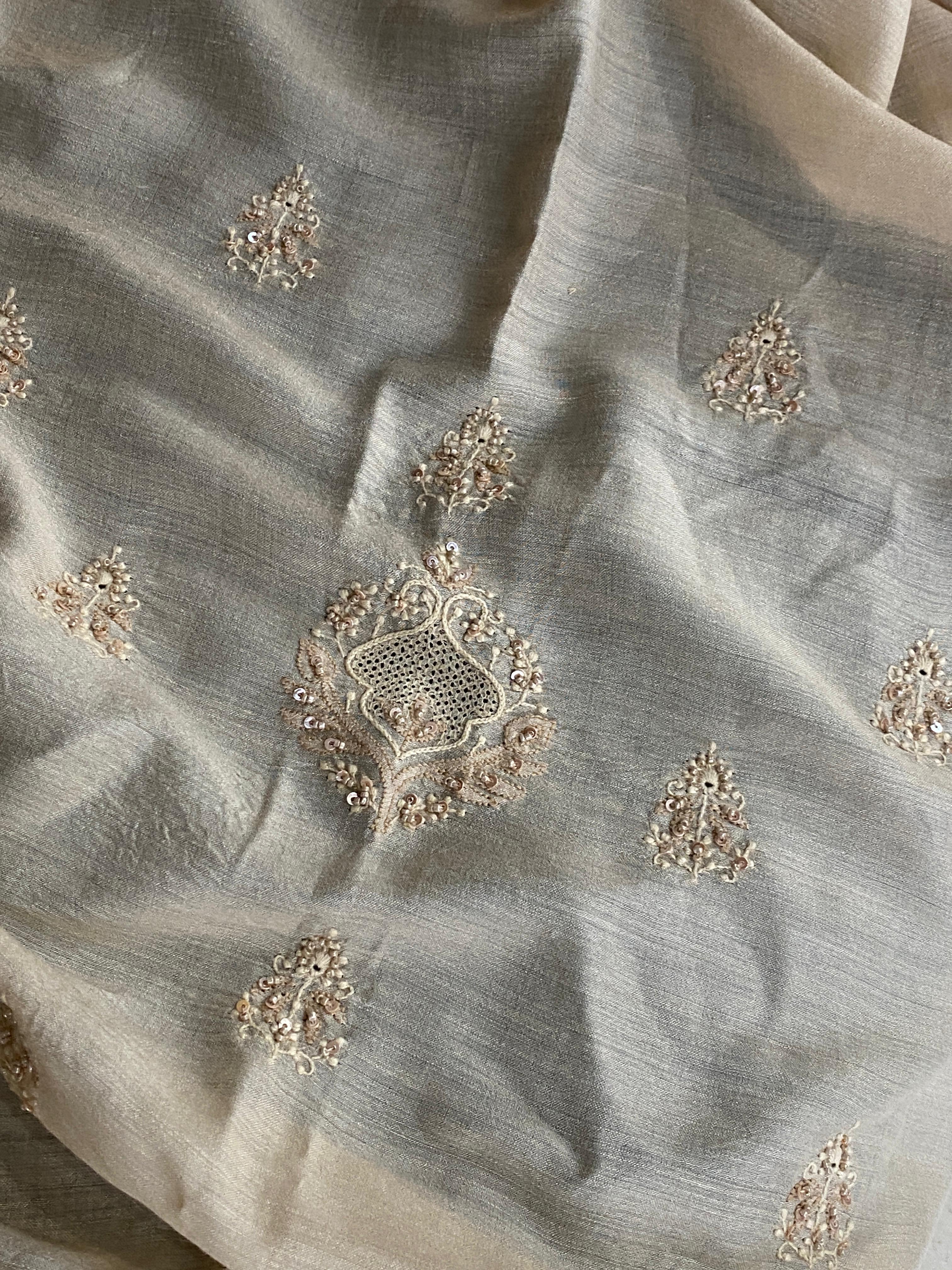 Mens Munga Silk Chikankari Sadri/Waistcoat