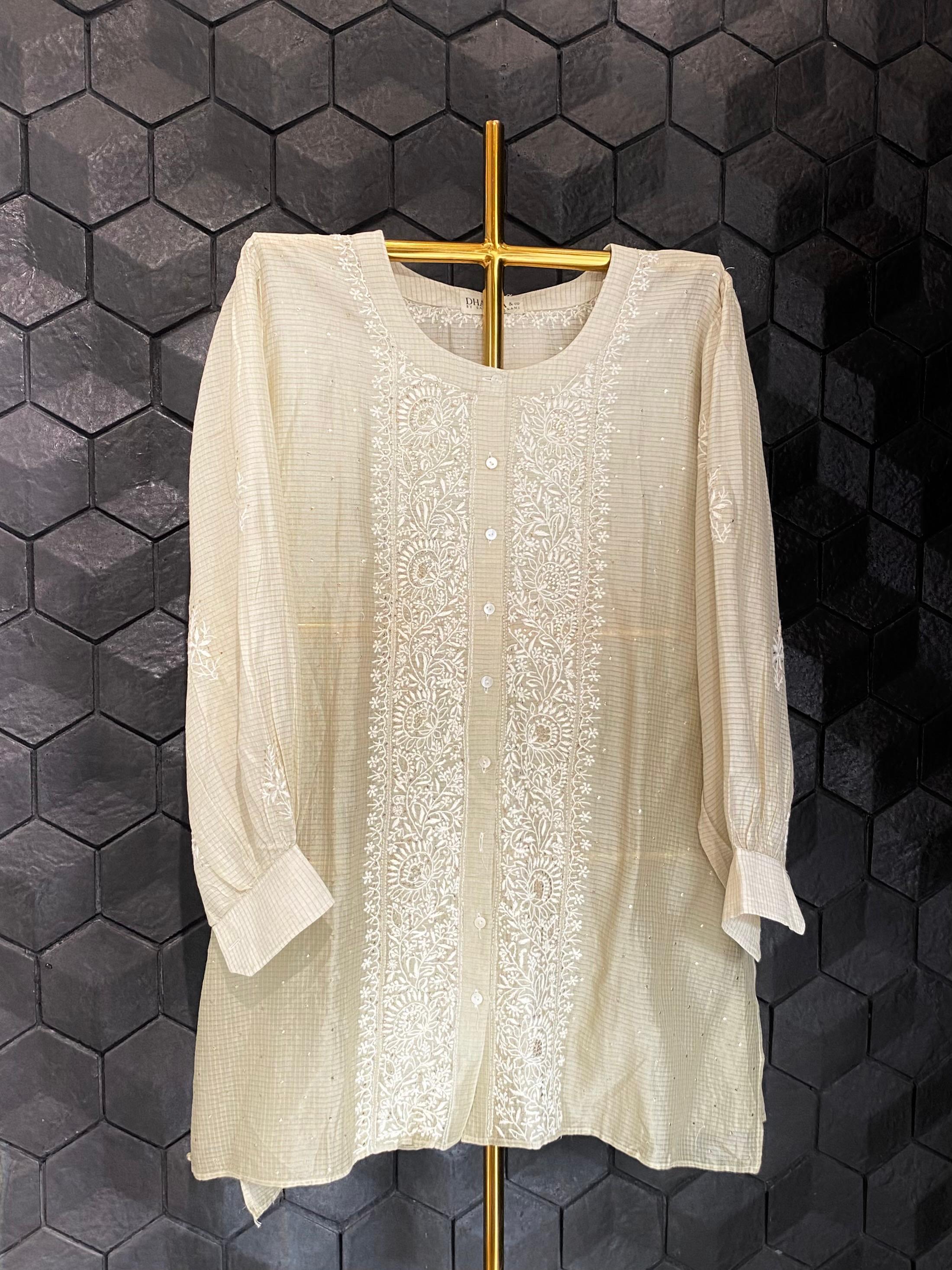 Off WHITE MAHESHWARI CHIKANKARI CO-ORD SET