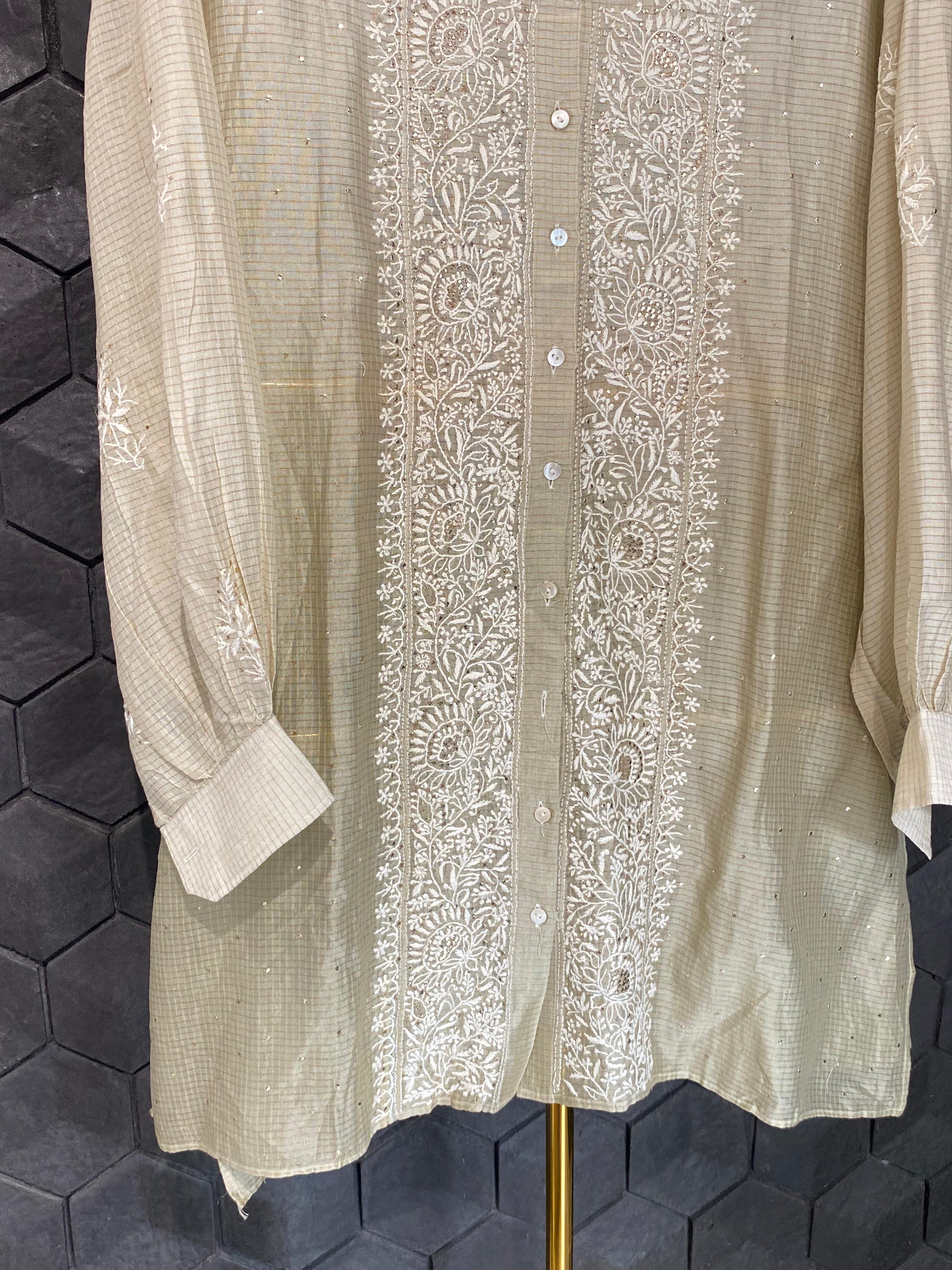 Off WHITE MAHESHWARI CHIKANKARI CO-ORD SET