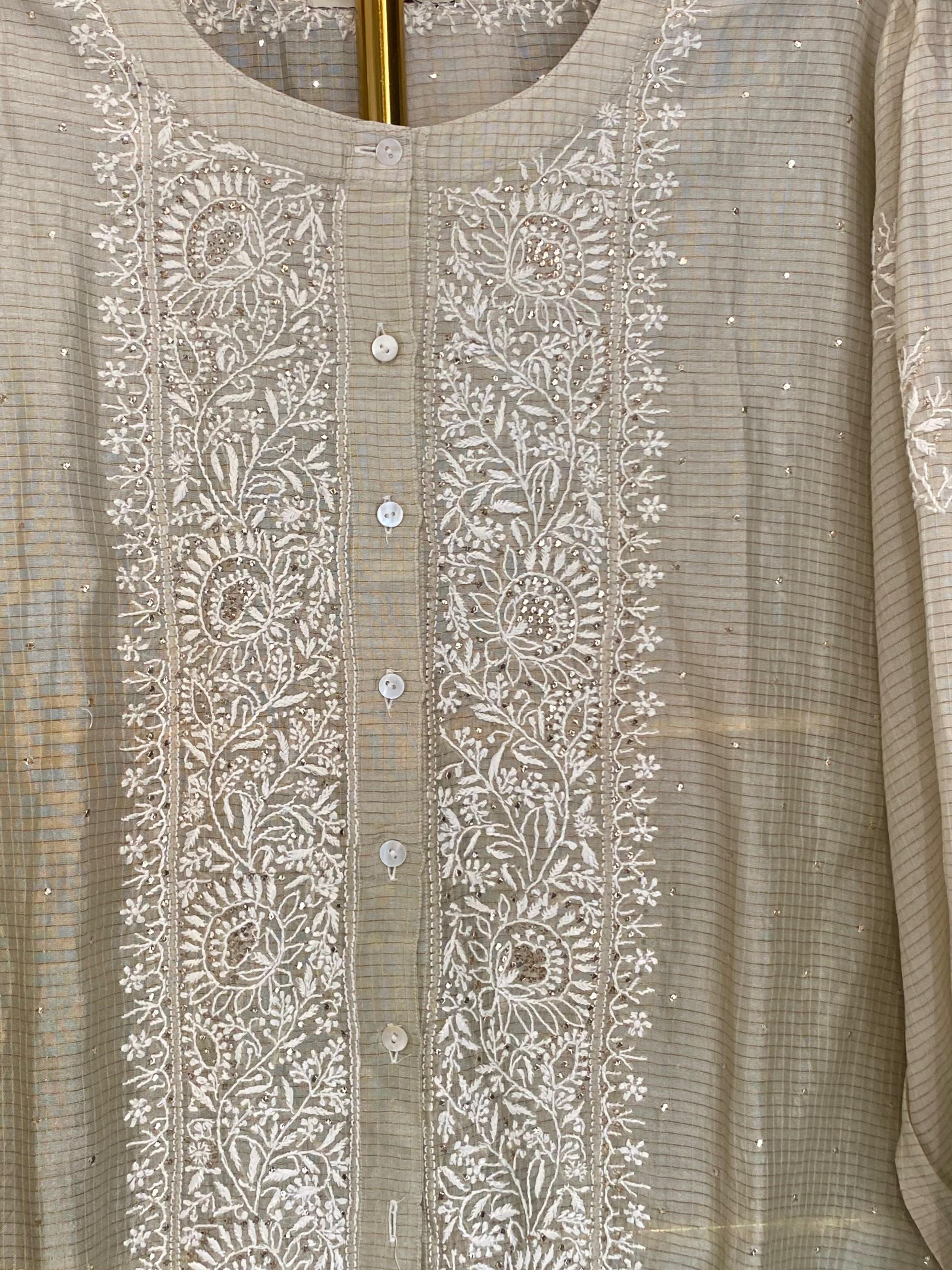 Off WHITE MAHESHWARI CHIKANKARI CO-ORD SET