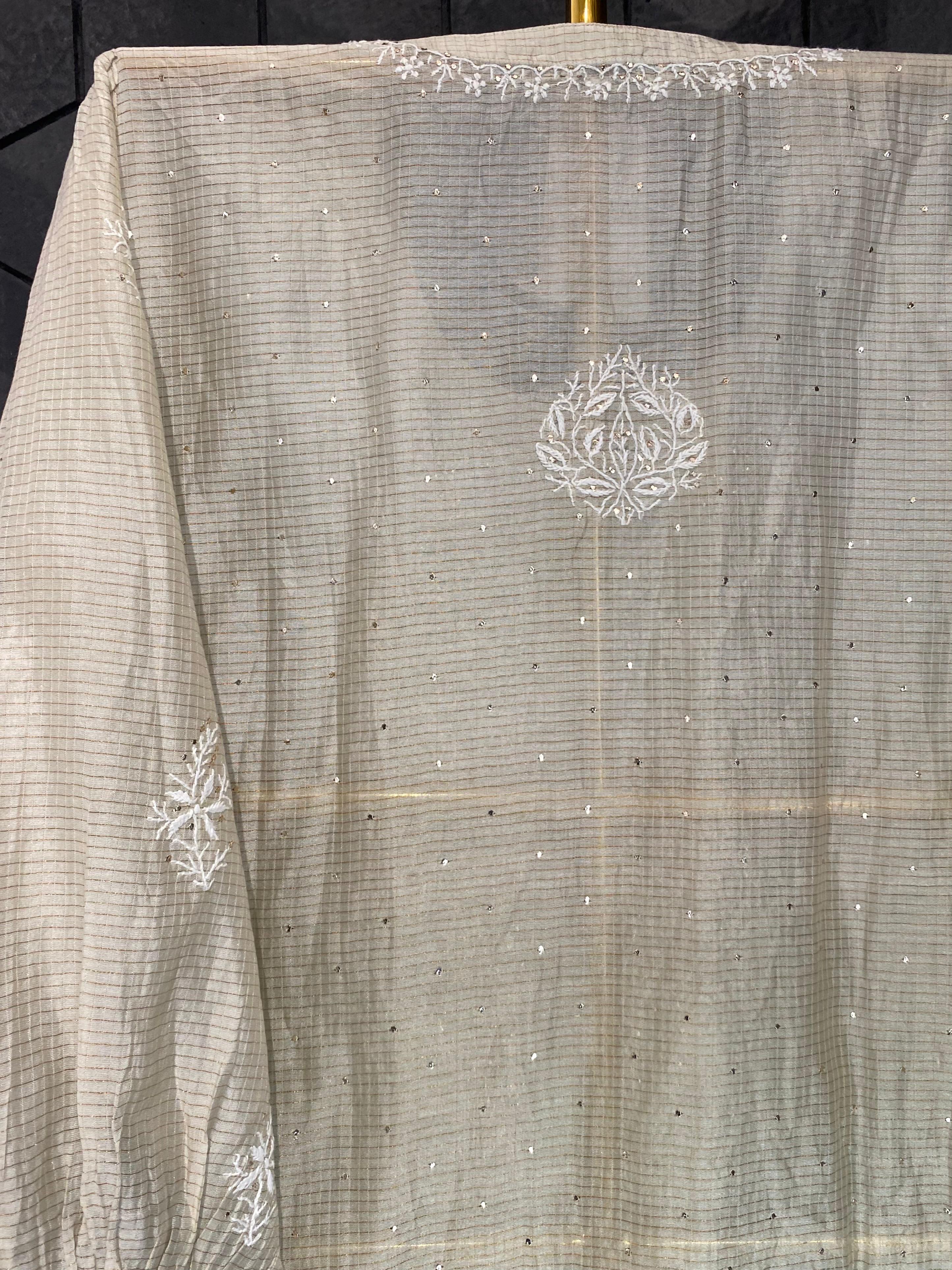 Off WHITE MAHESHWARI CHIKANKARI CO-ORD SET