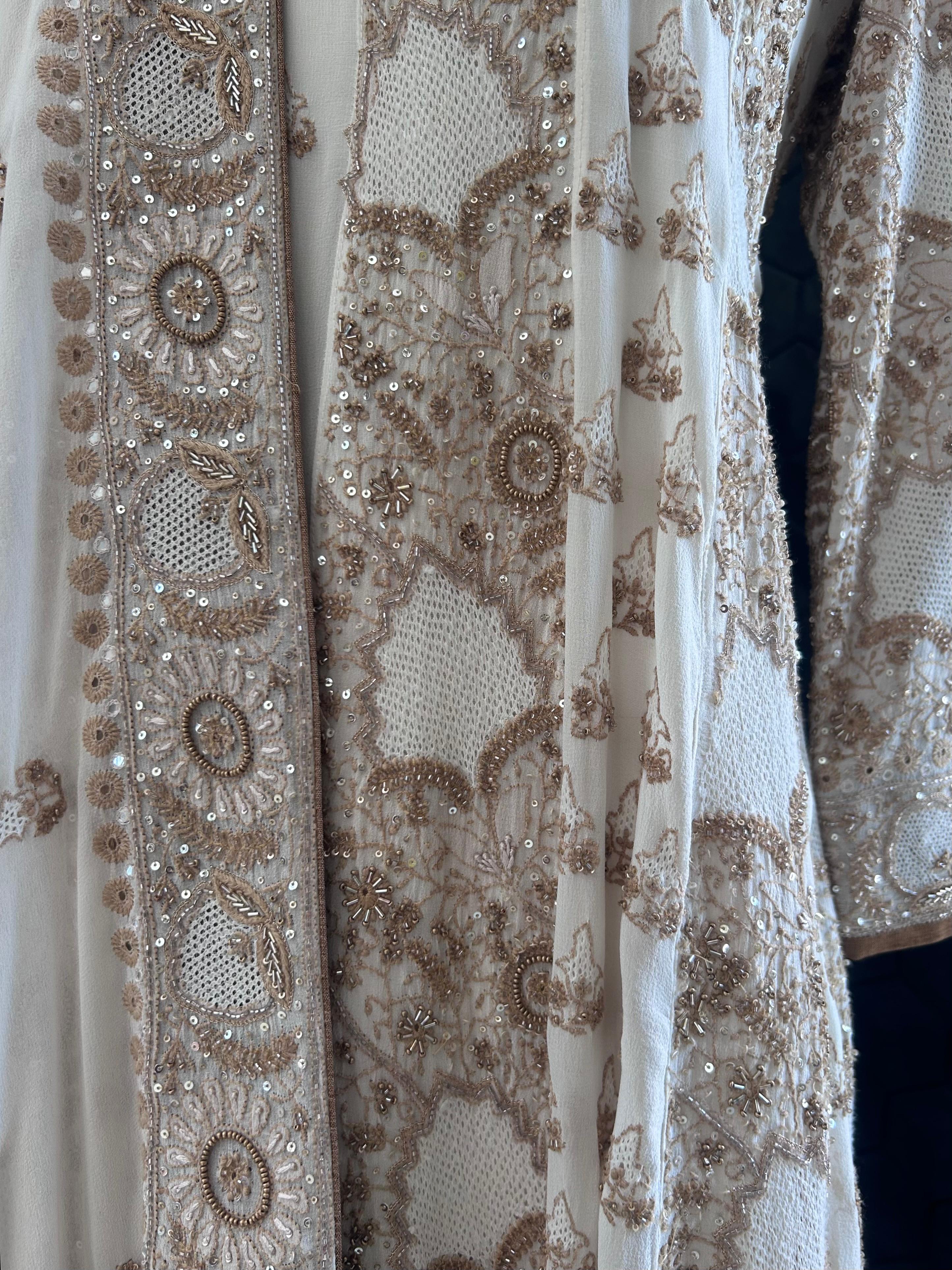 White georgette chikankari anarkali set