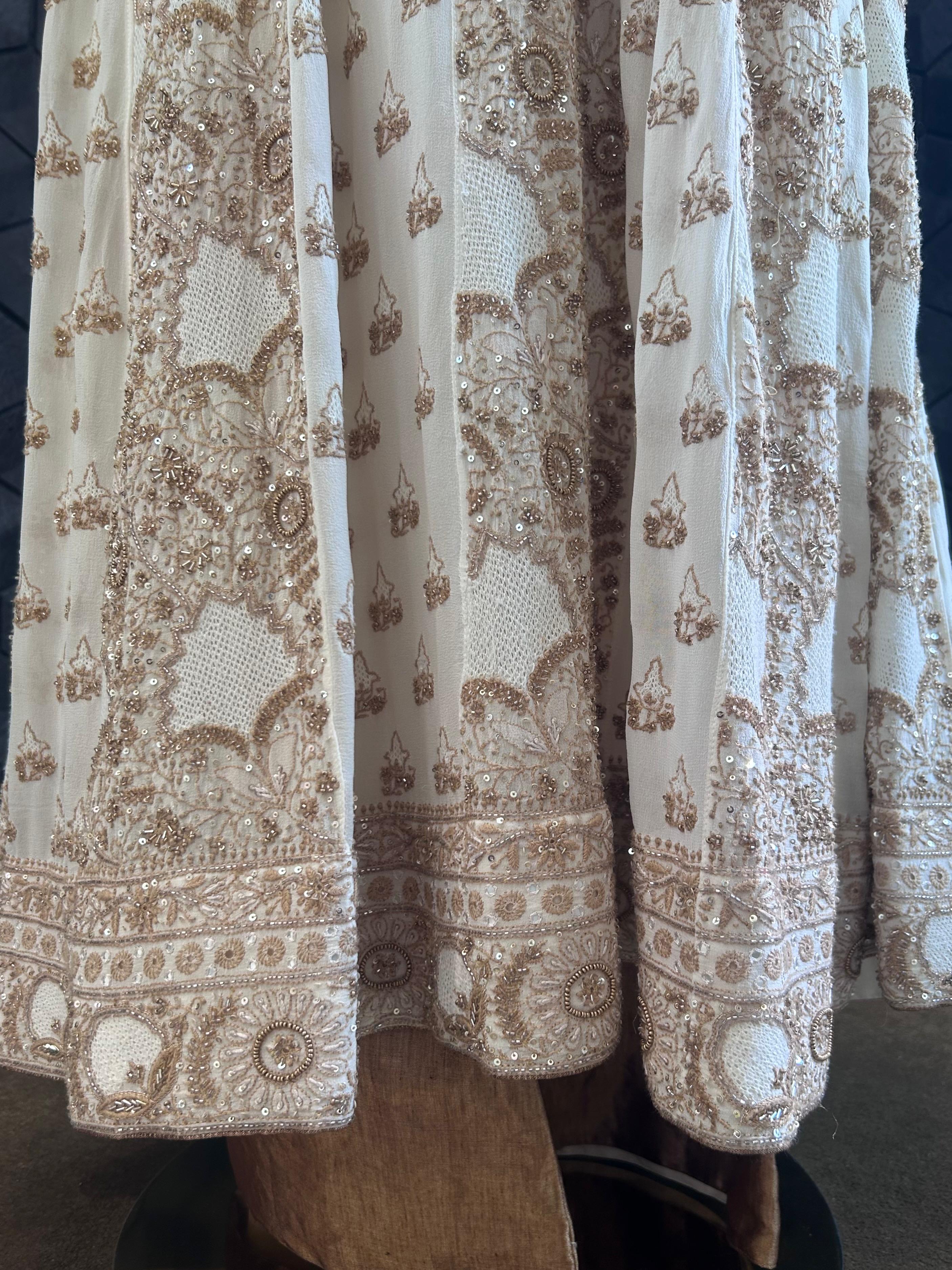 White georgette chikankari anarkali set