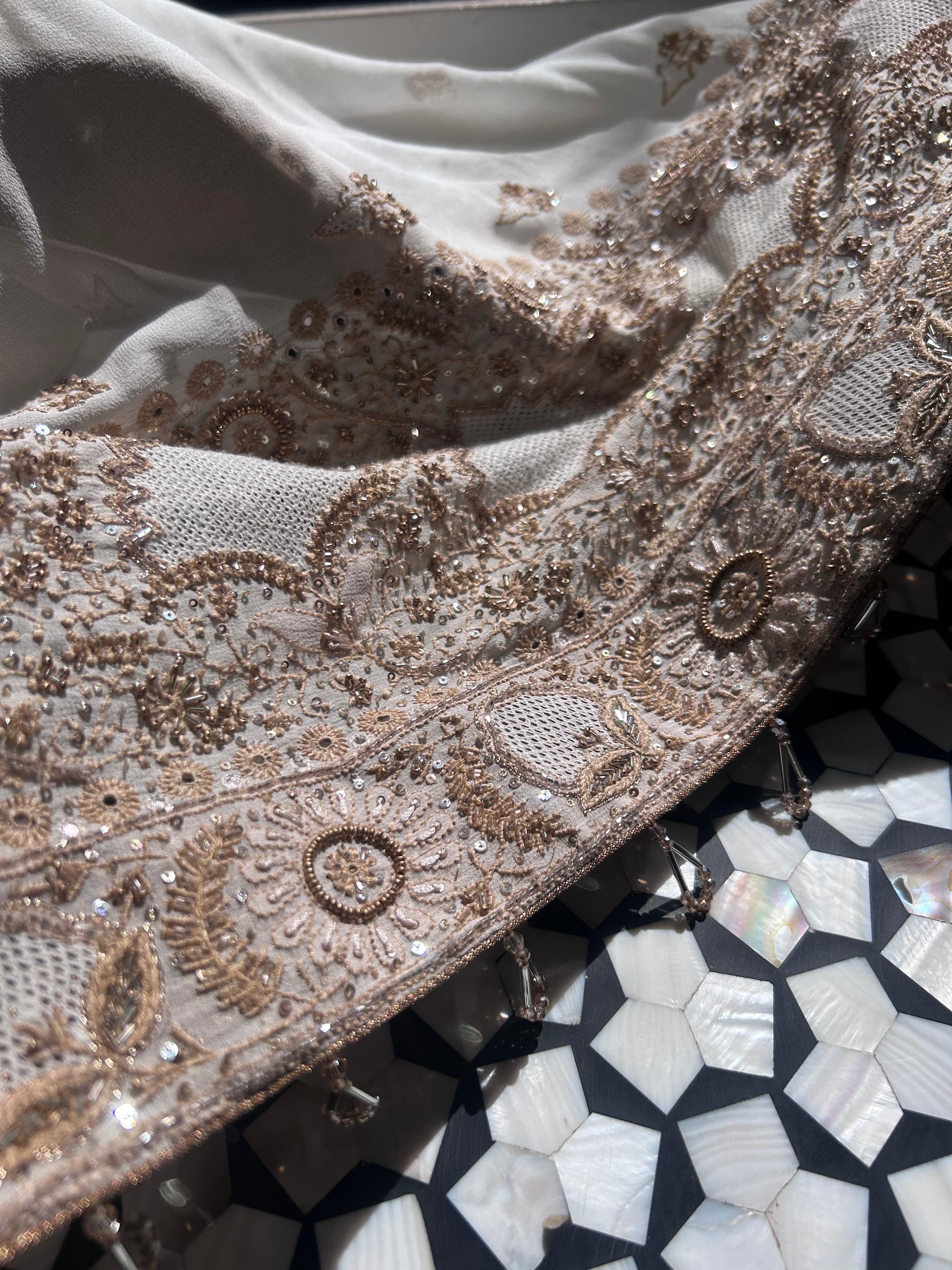 White georgette chikankari anarkali set