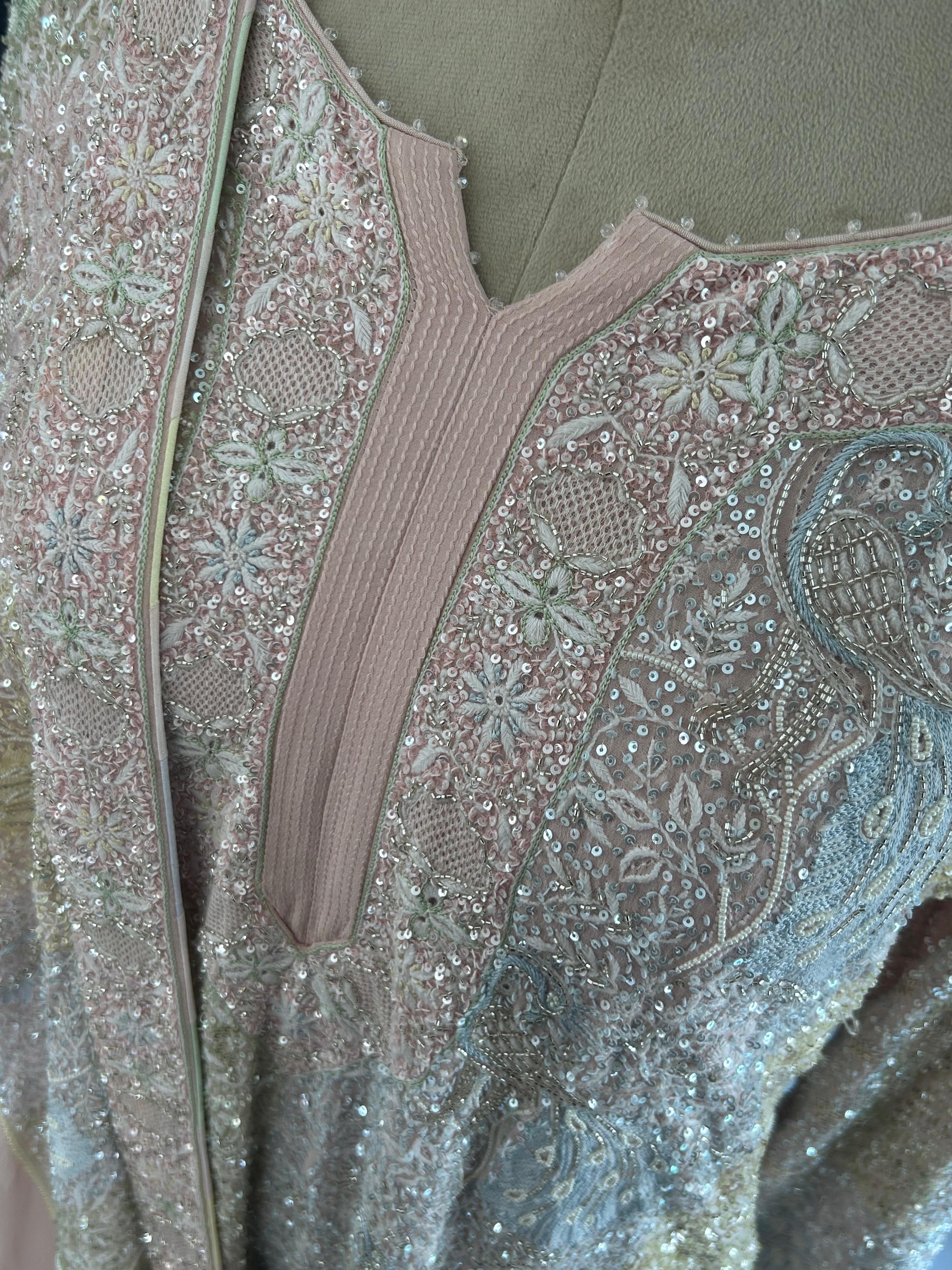 Pink Georgette chikankari kurta set