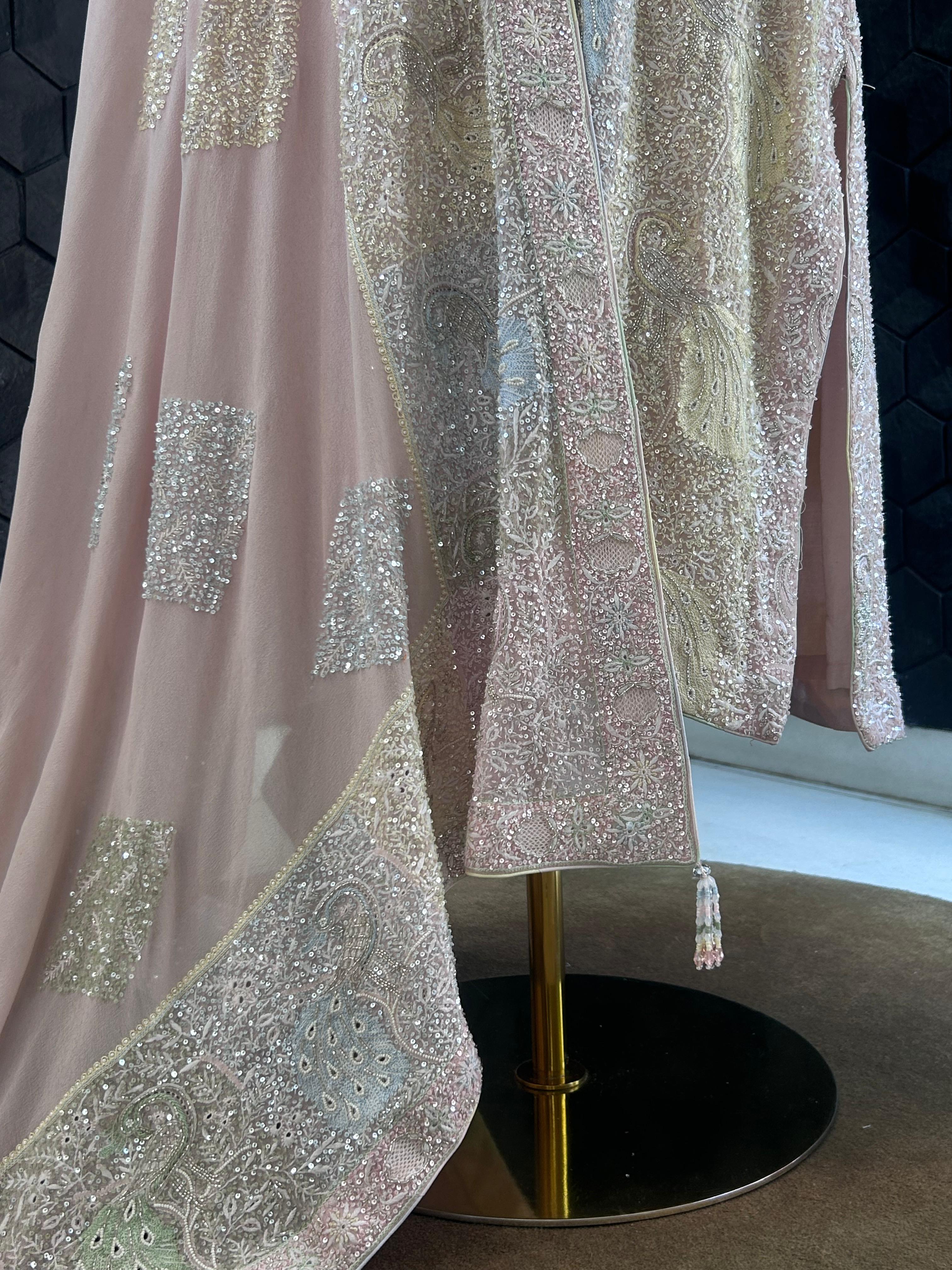 Pink Georgette chikankari kurta set