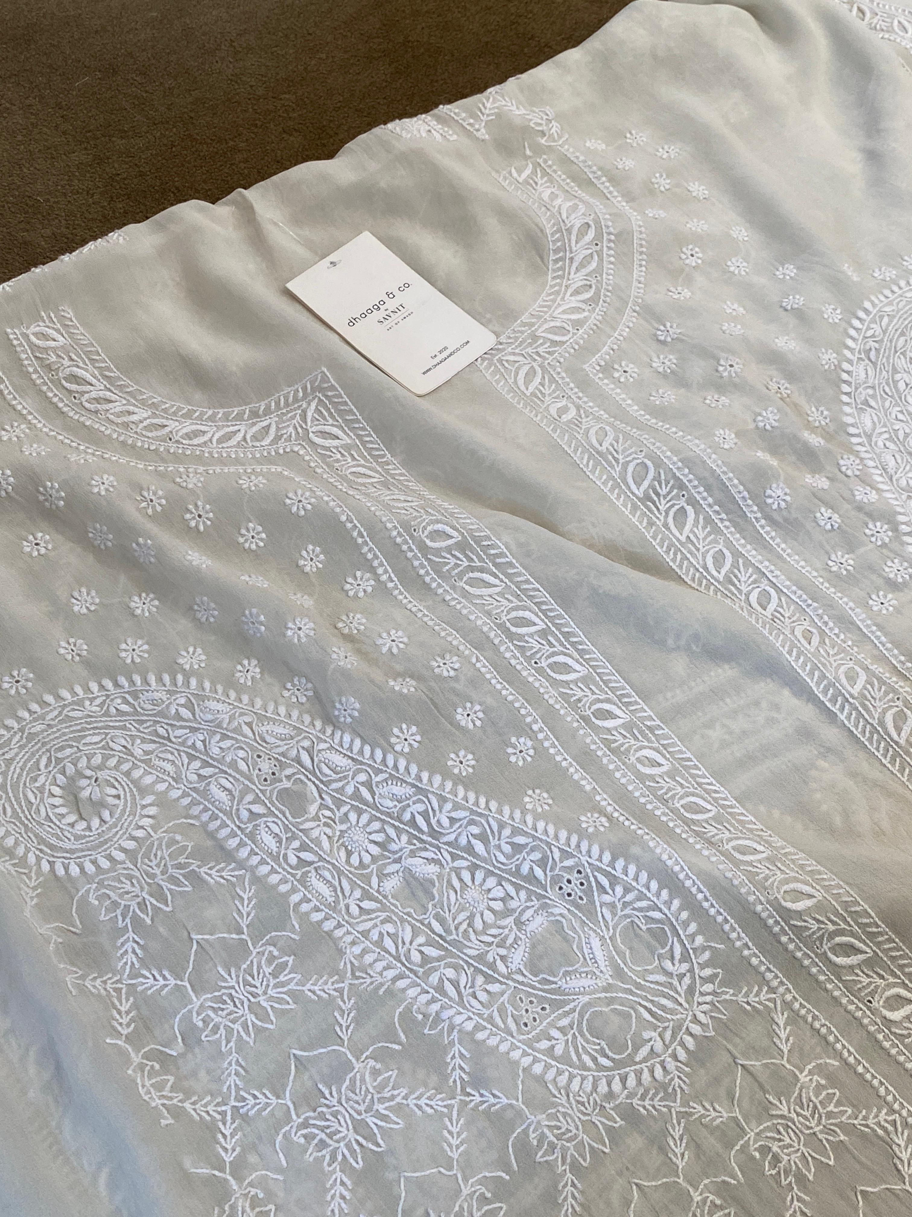 White Georgette Chikankari Sherwani