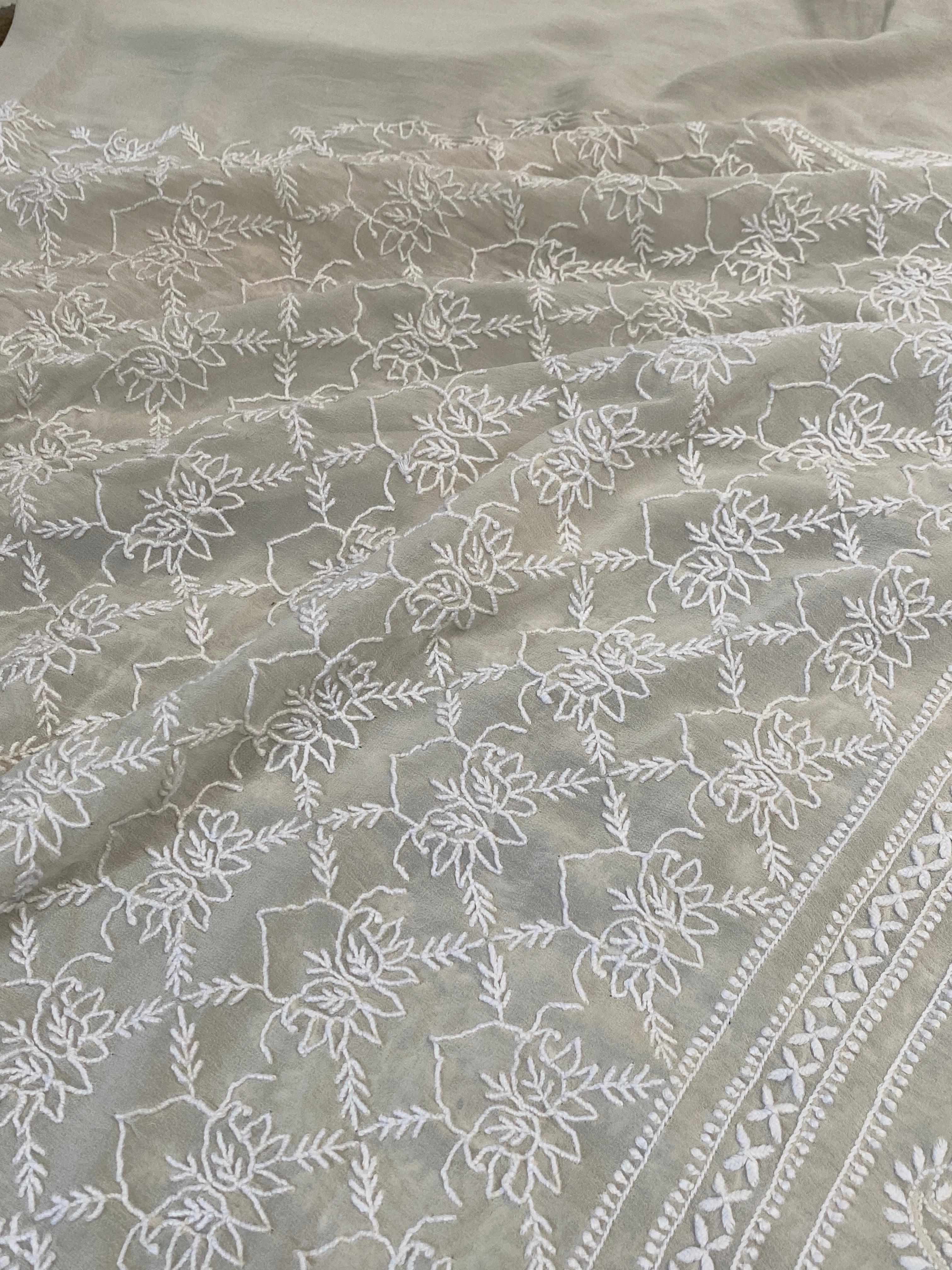 White Georgette Chikankari Sherwani