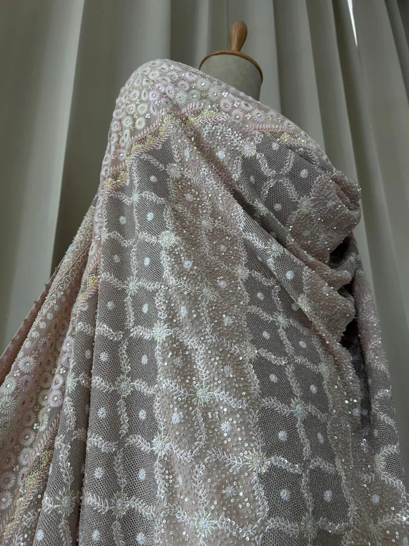 Pink georgette ek-taar chikankari dupatta