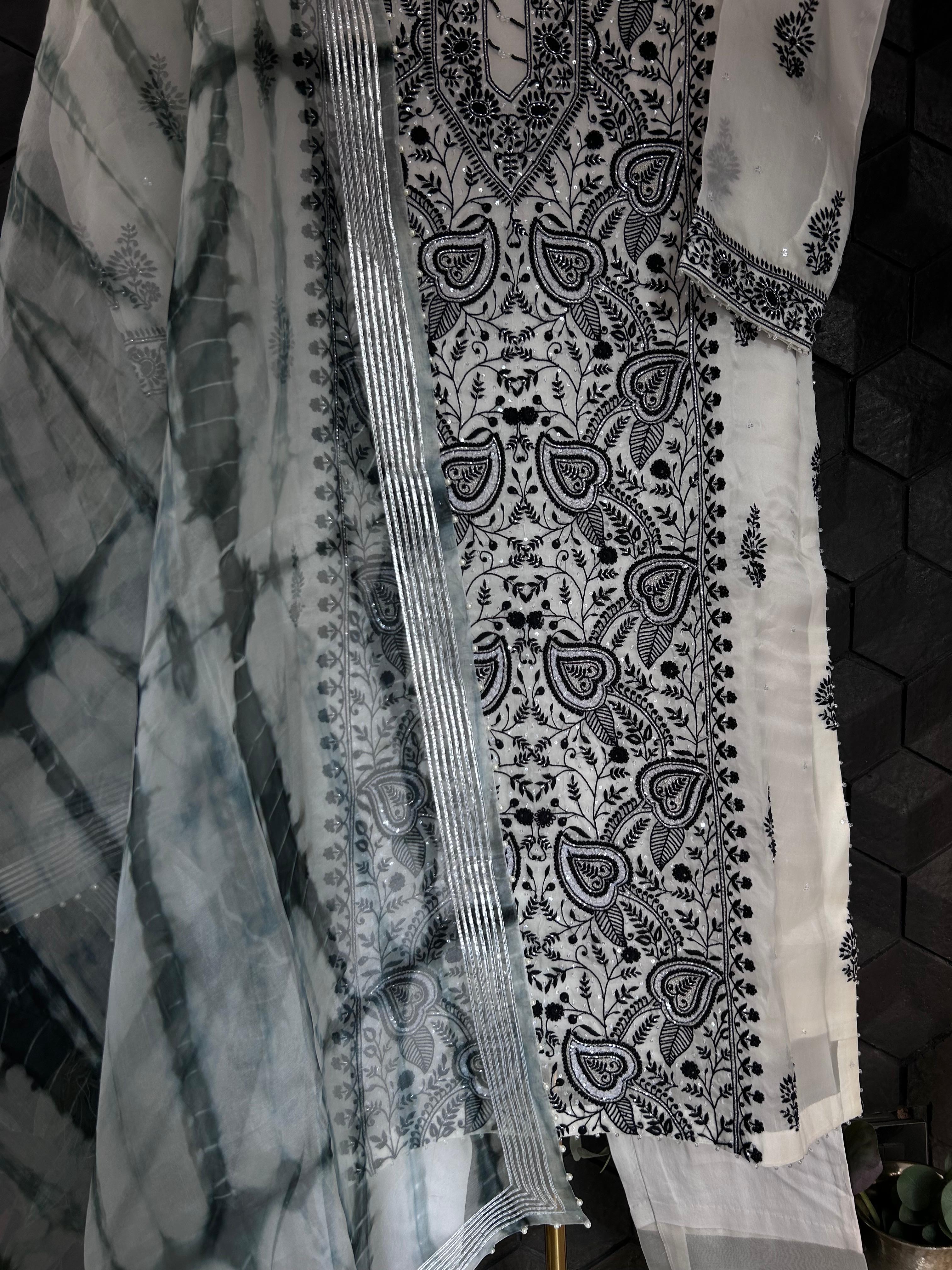 White Organza Chikankari Kurta Set
