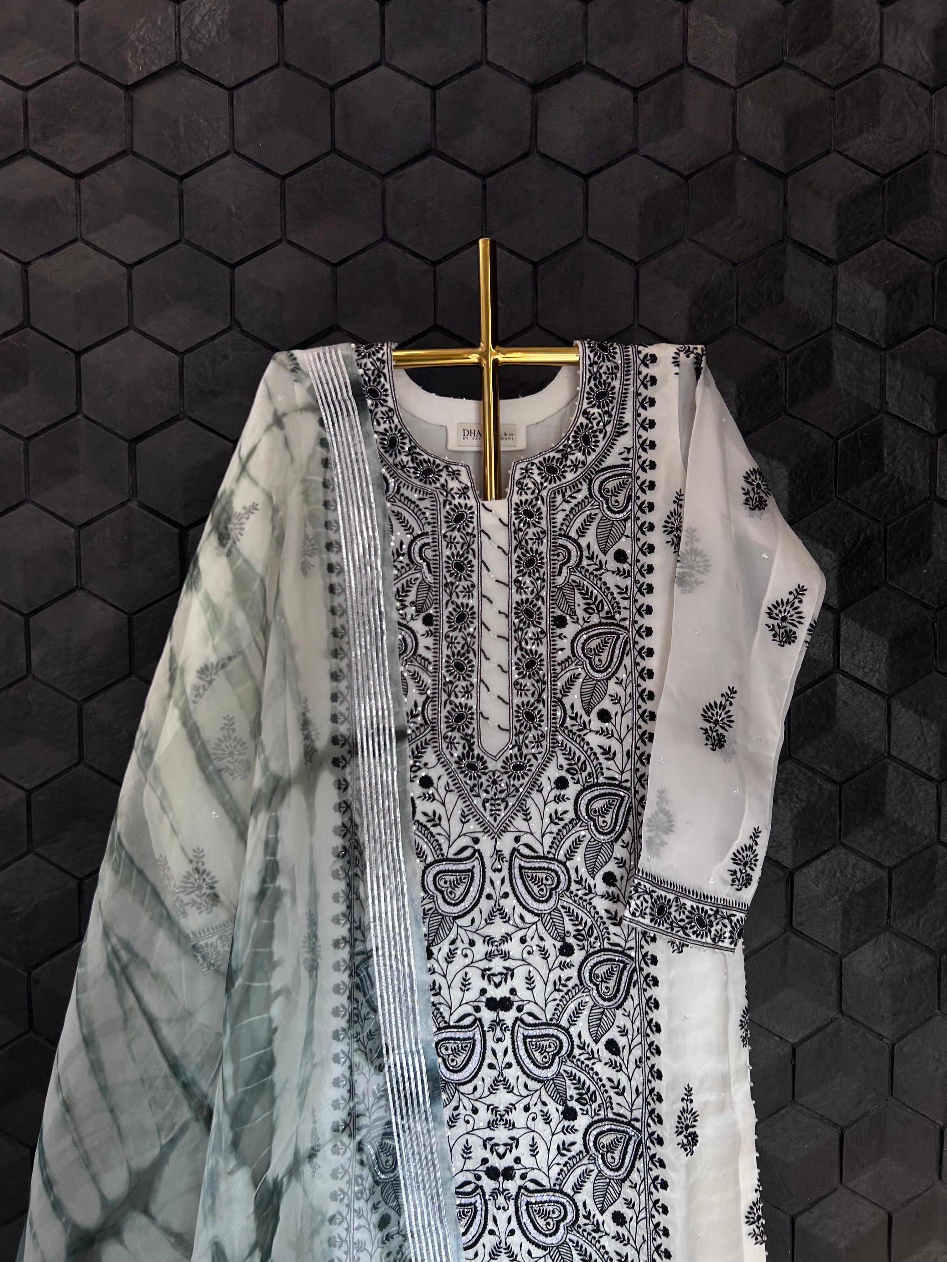 White Organza Chikankari Kurta Set