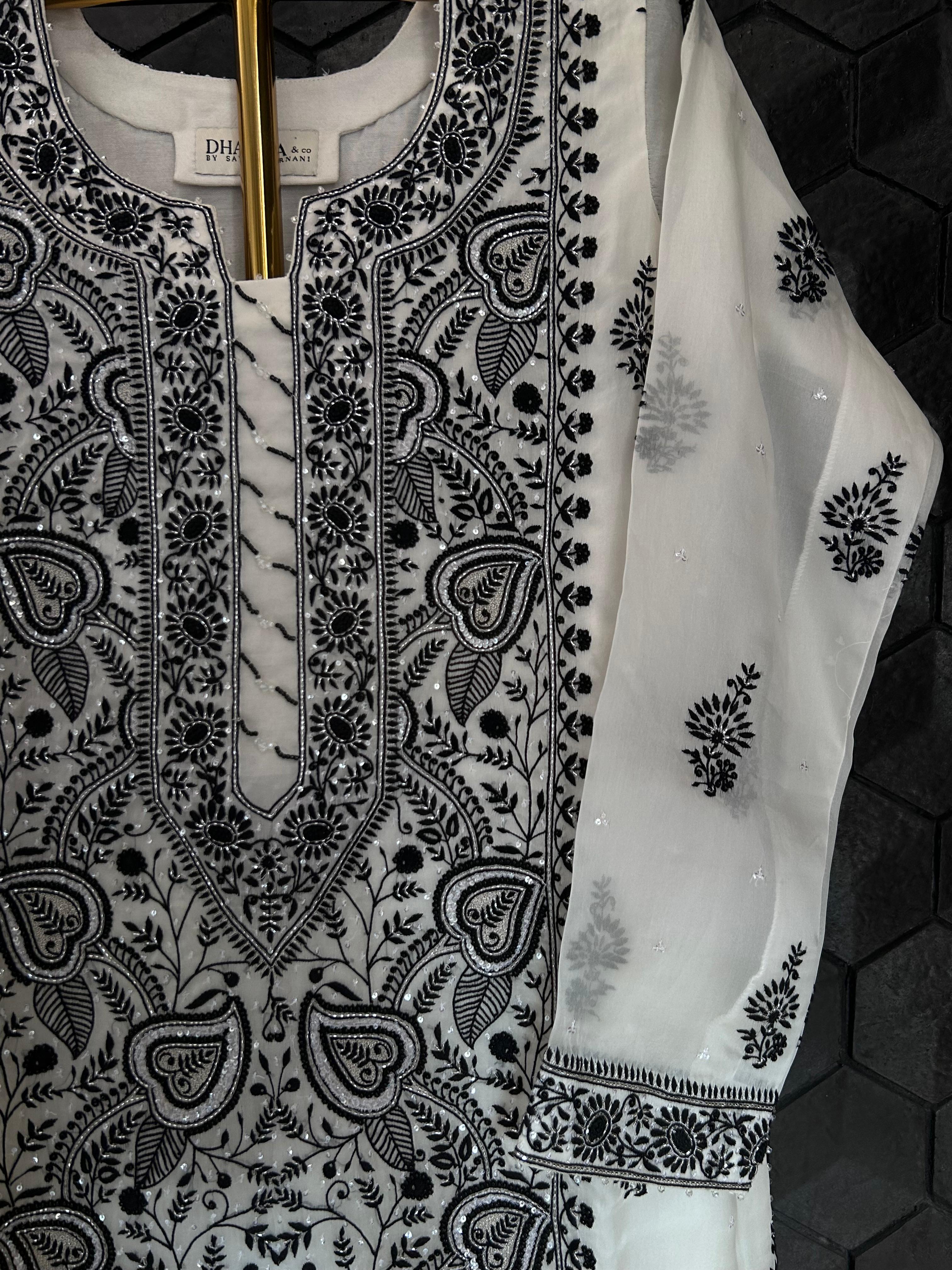 White Organza Chikankari Kurta Set