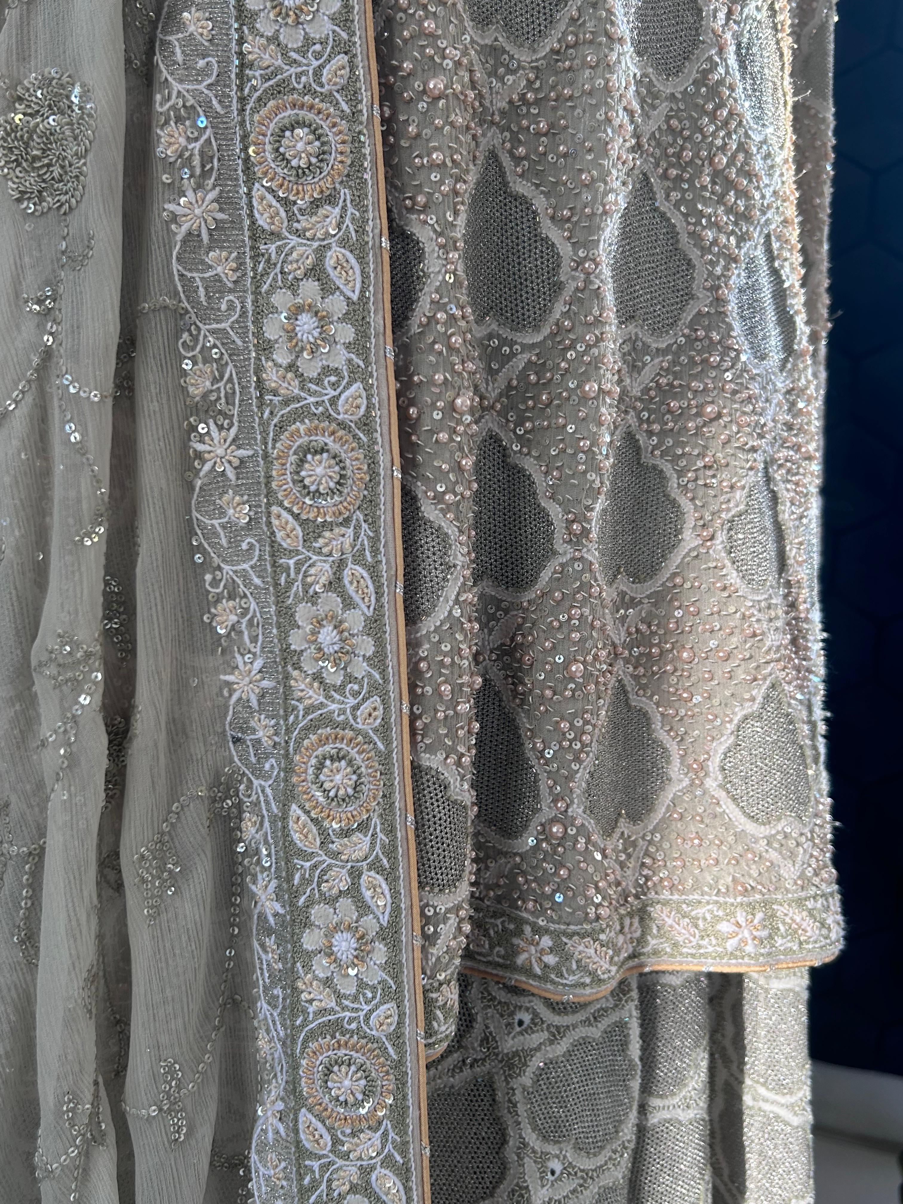 Green georgette chikankari ek-taar sharara set