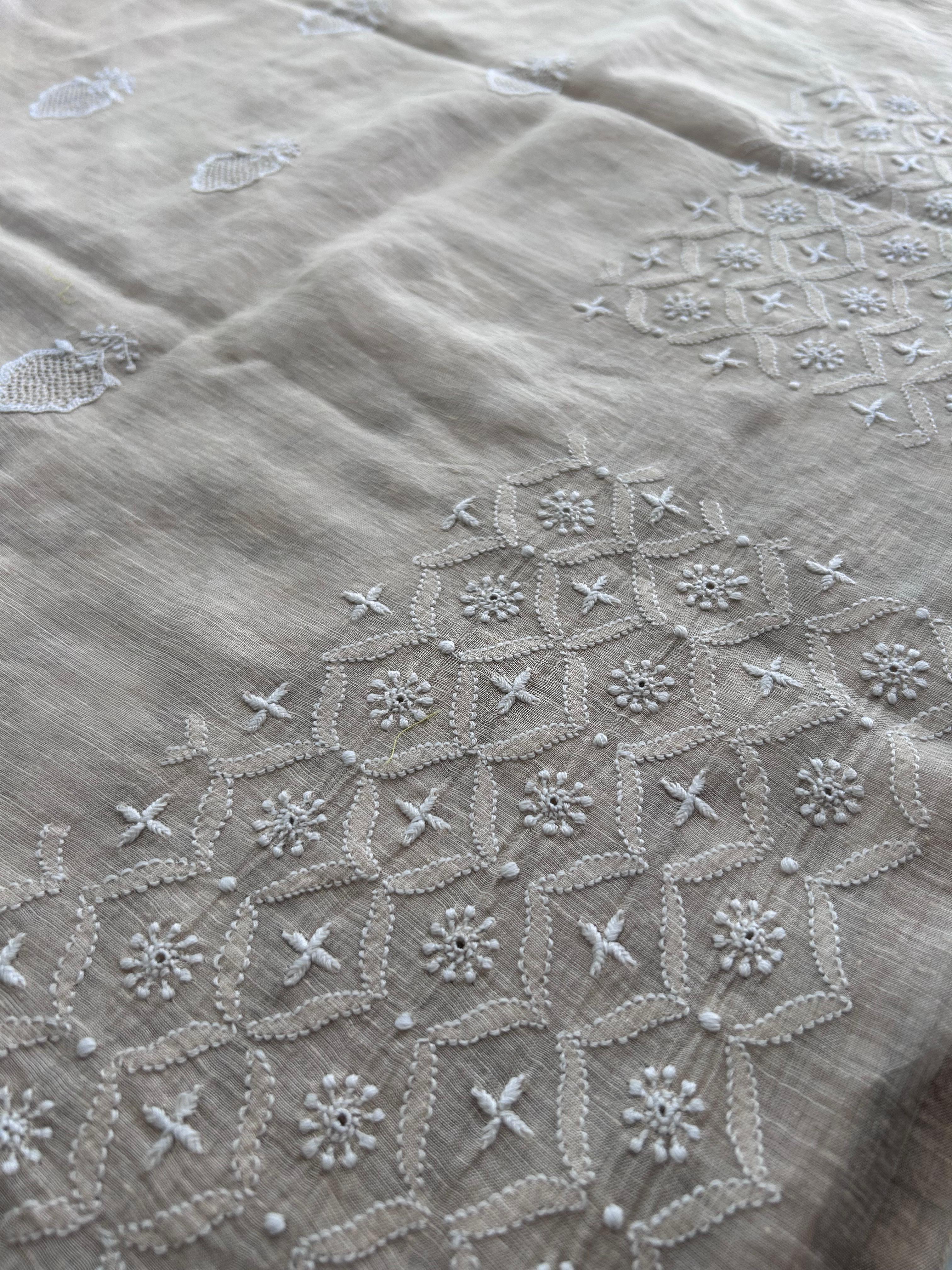 Tissue Chikankari Statement Bird design blouse