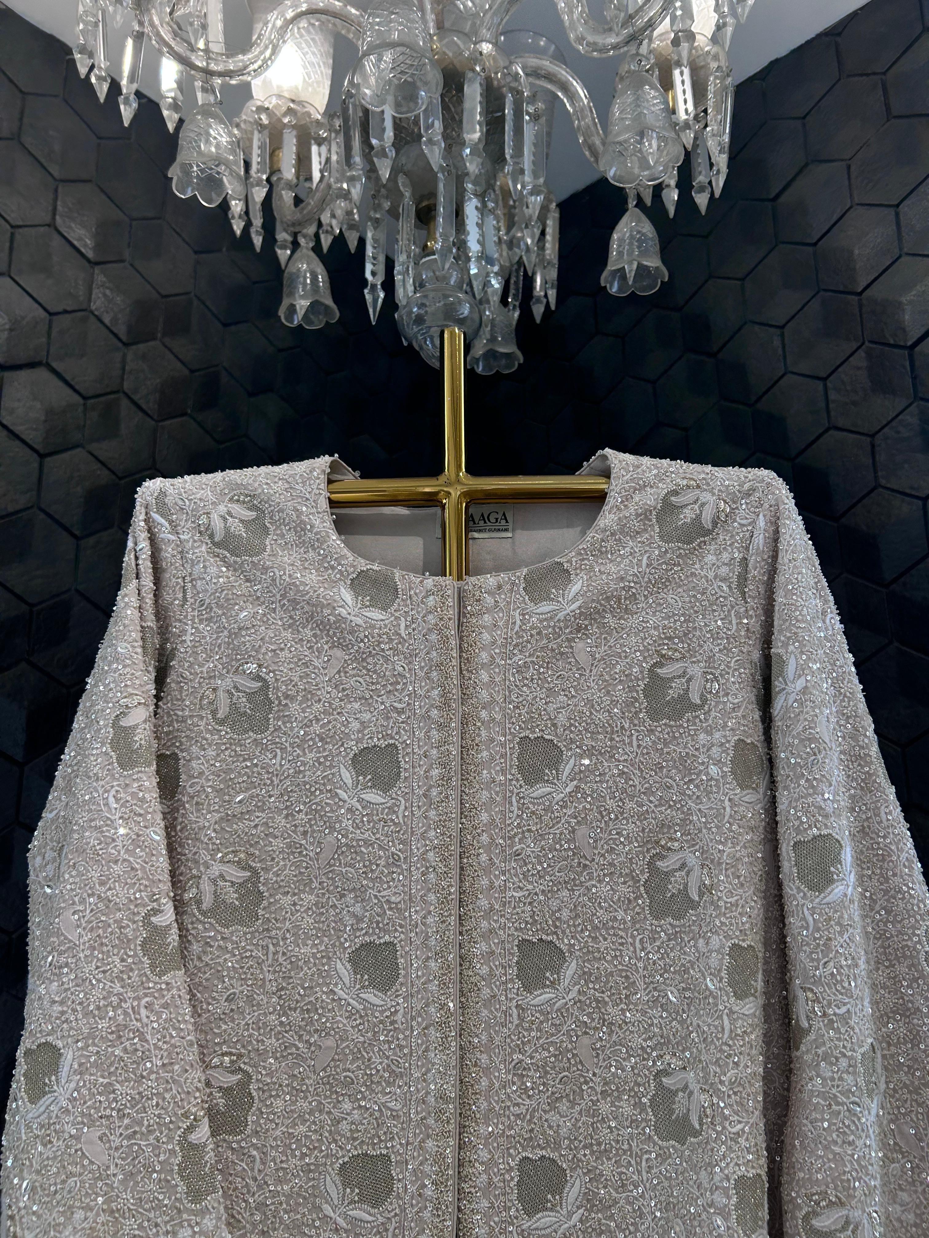 Beige ivory georgette chikankari gilet-set