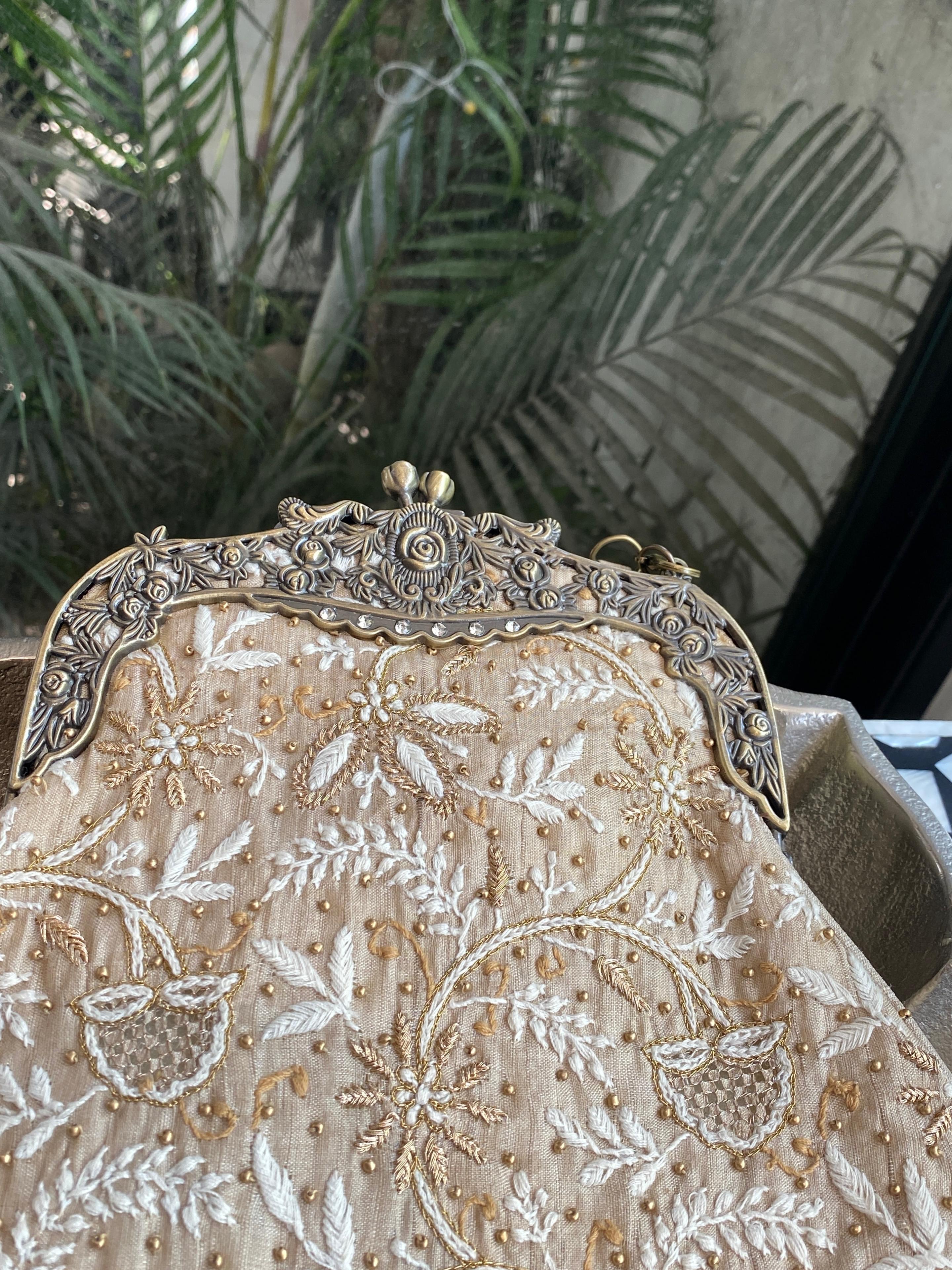 Beige silk potli