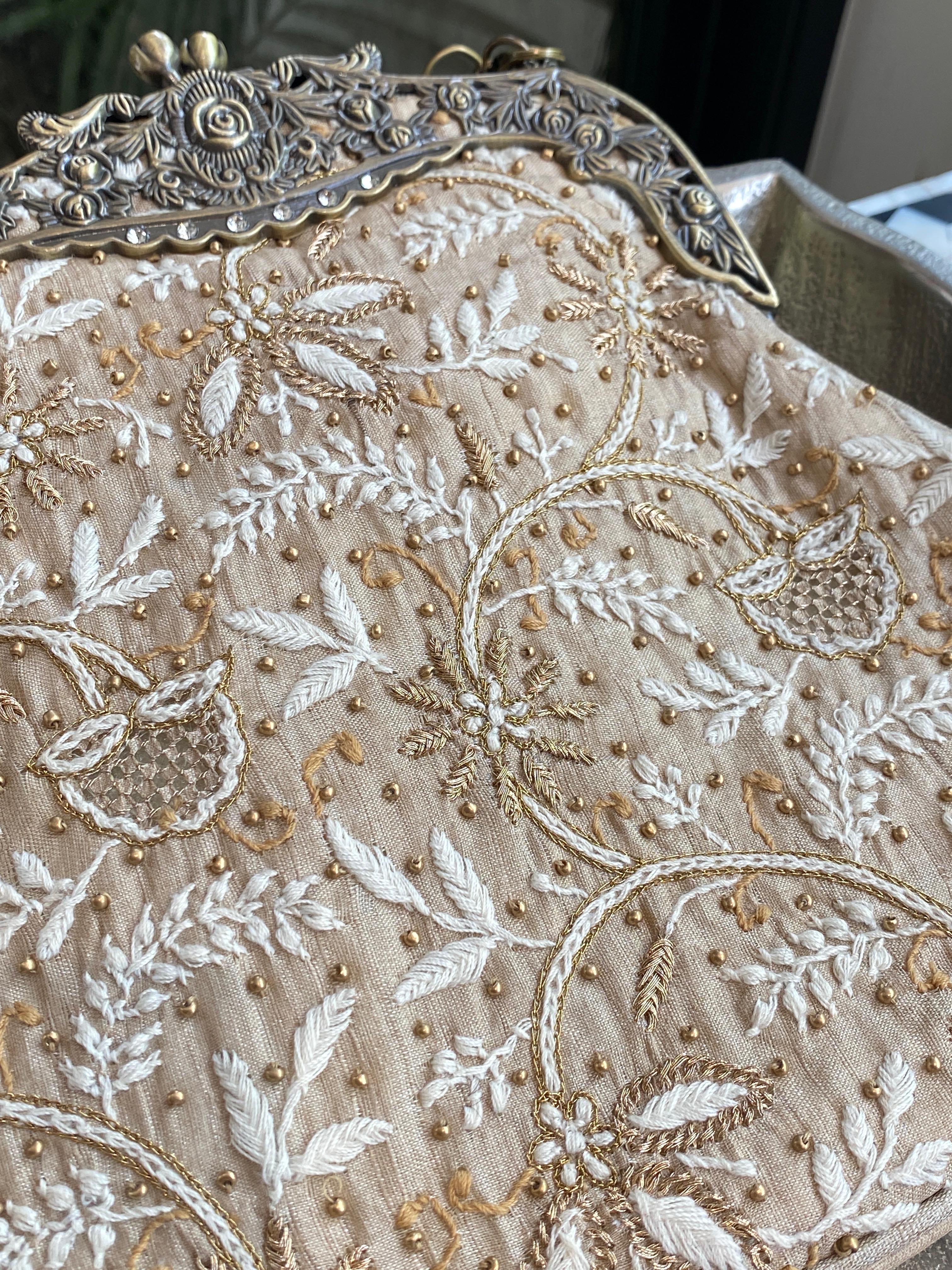 Beige silk potli