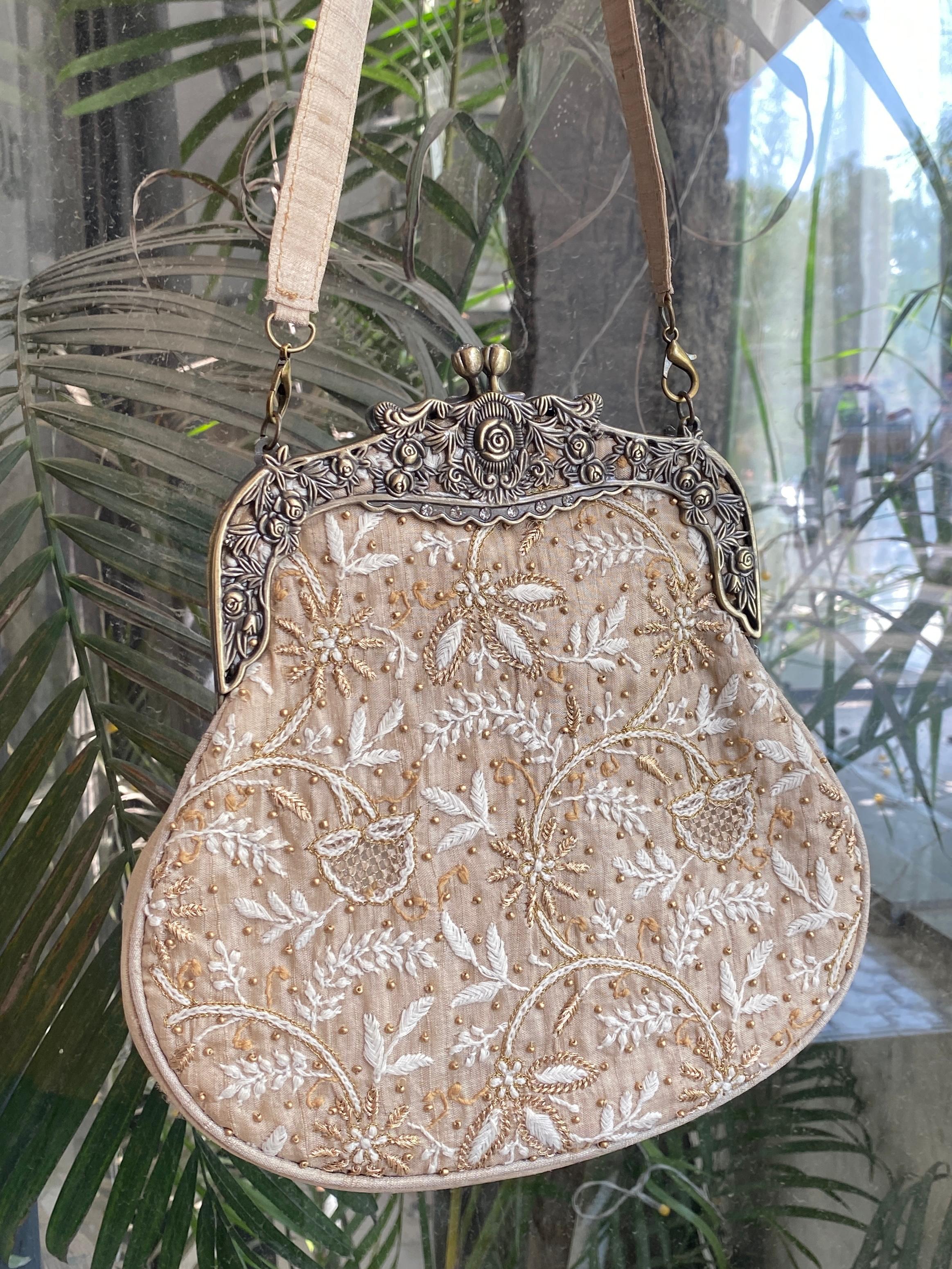 Beige silk potli