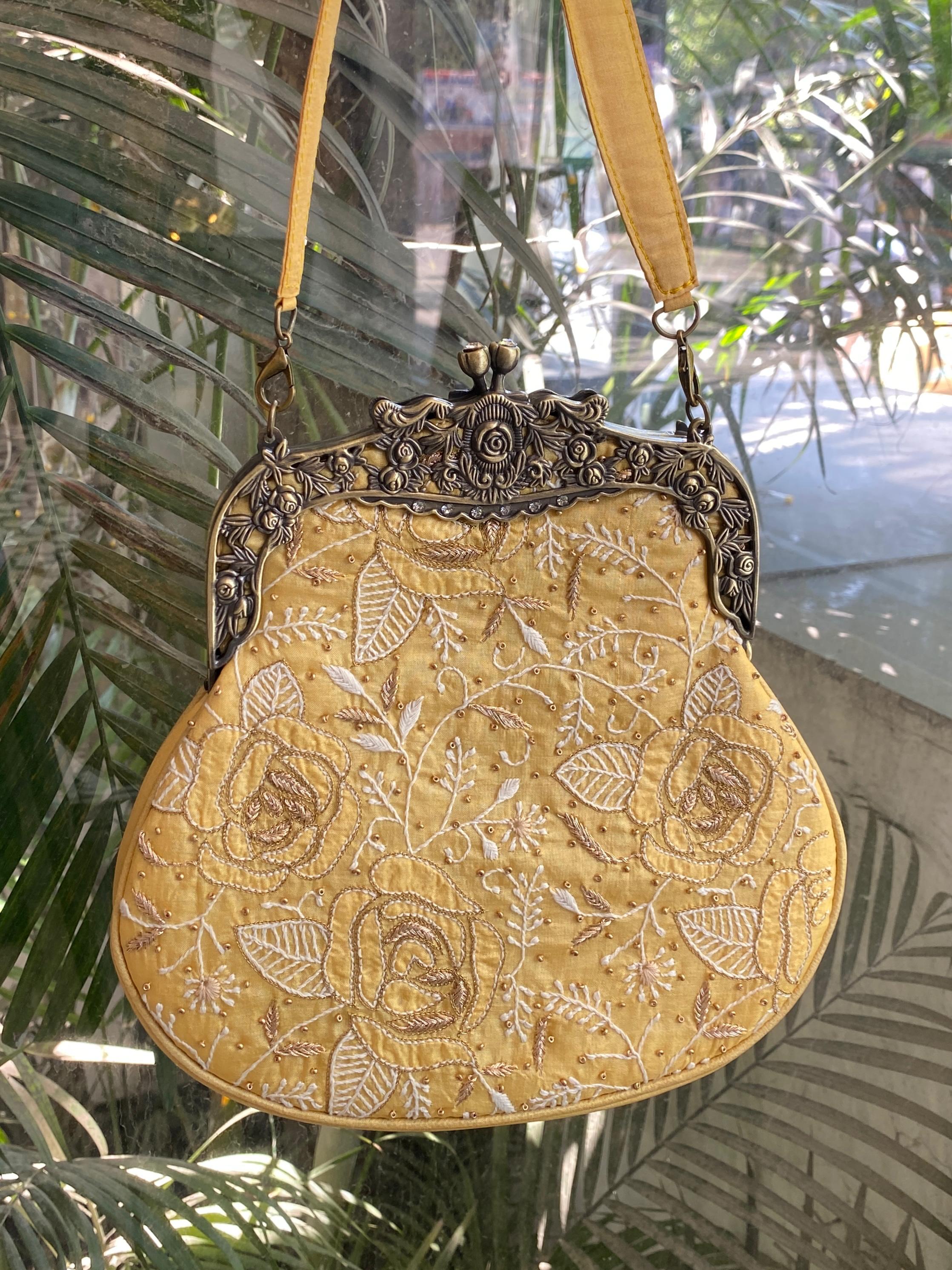 Yellow silk potli