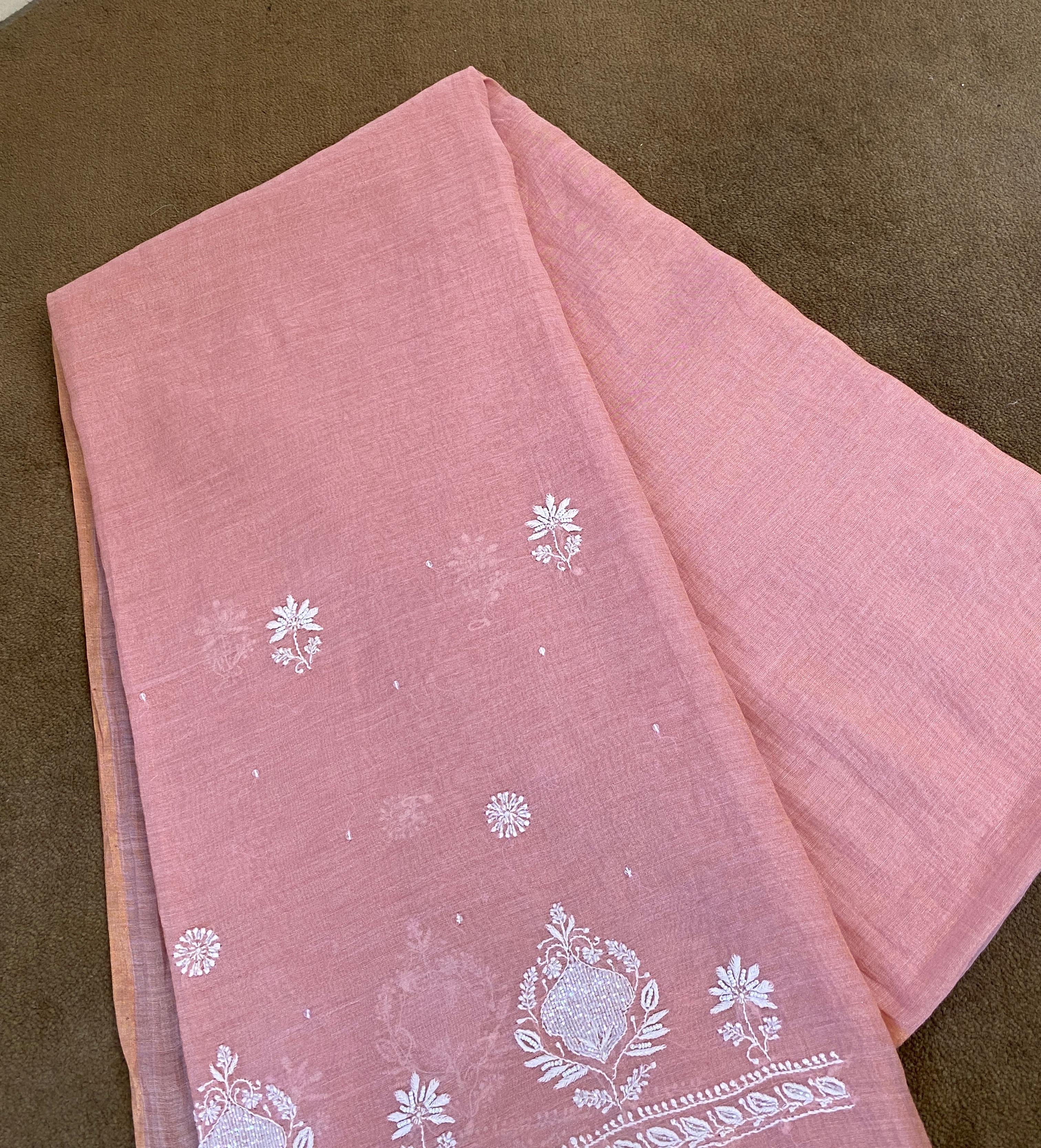 Pink Tissue Chikankari Co-ord Set