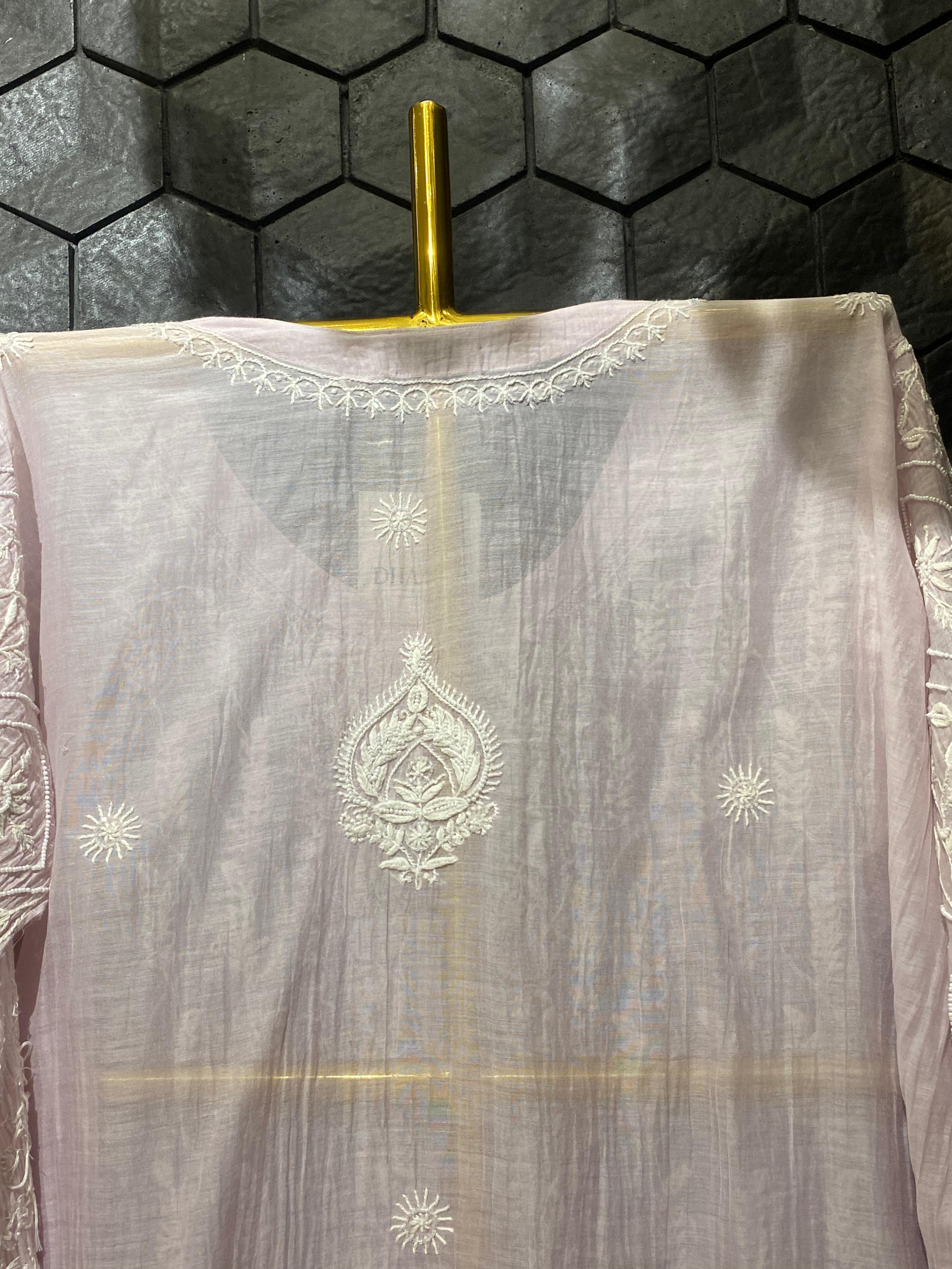 Lilac Mul Chanderi Chikankari Co-ord Set