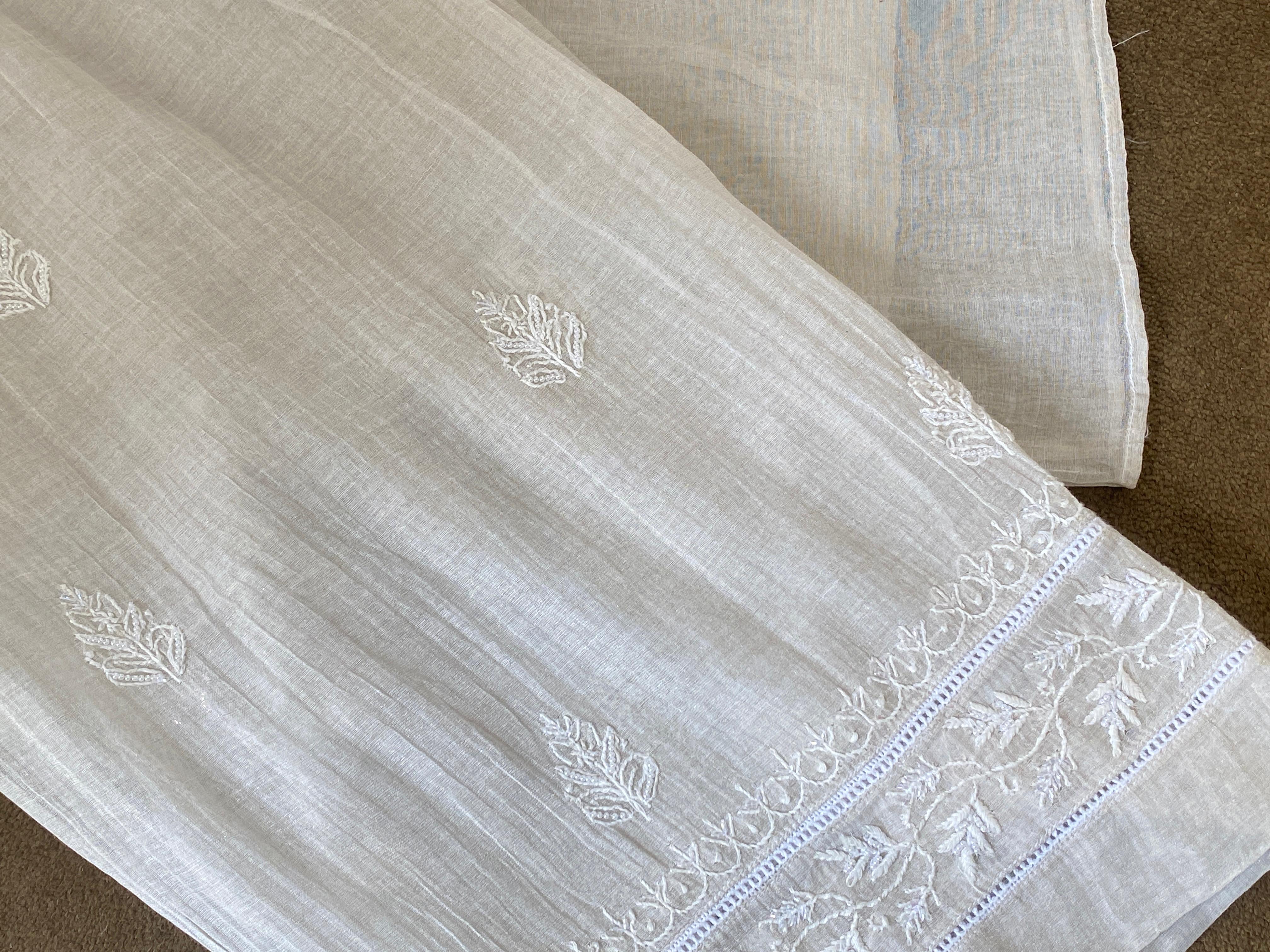 Silver Tissue Chikankari Co-ord Set