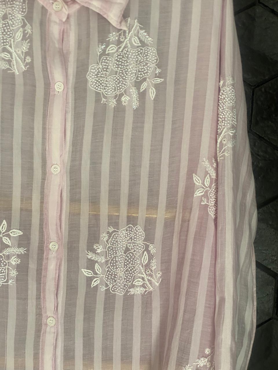 Lilac Mul Chanderi Chikankari Co-ord set