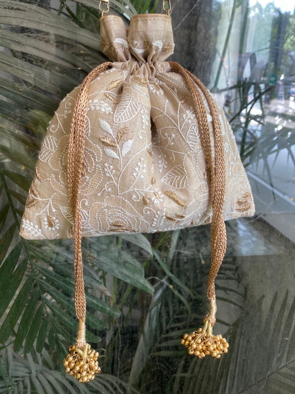 Beige Silk Potli,