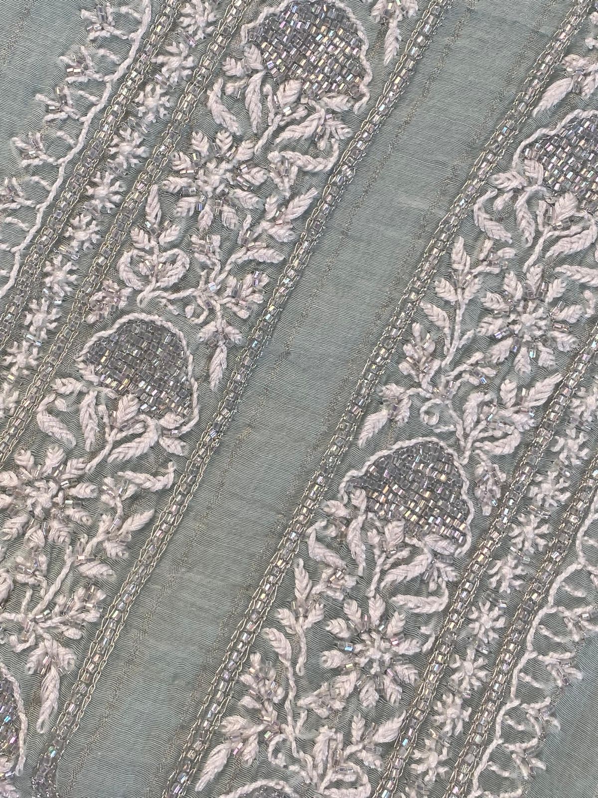 Green Mul Chanderi Chikankari Mens kurta
