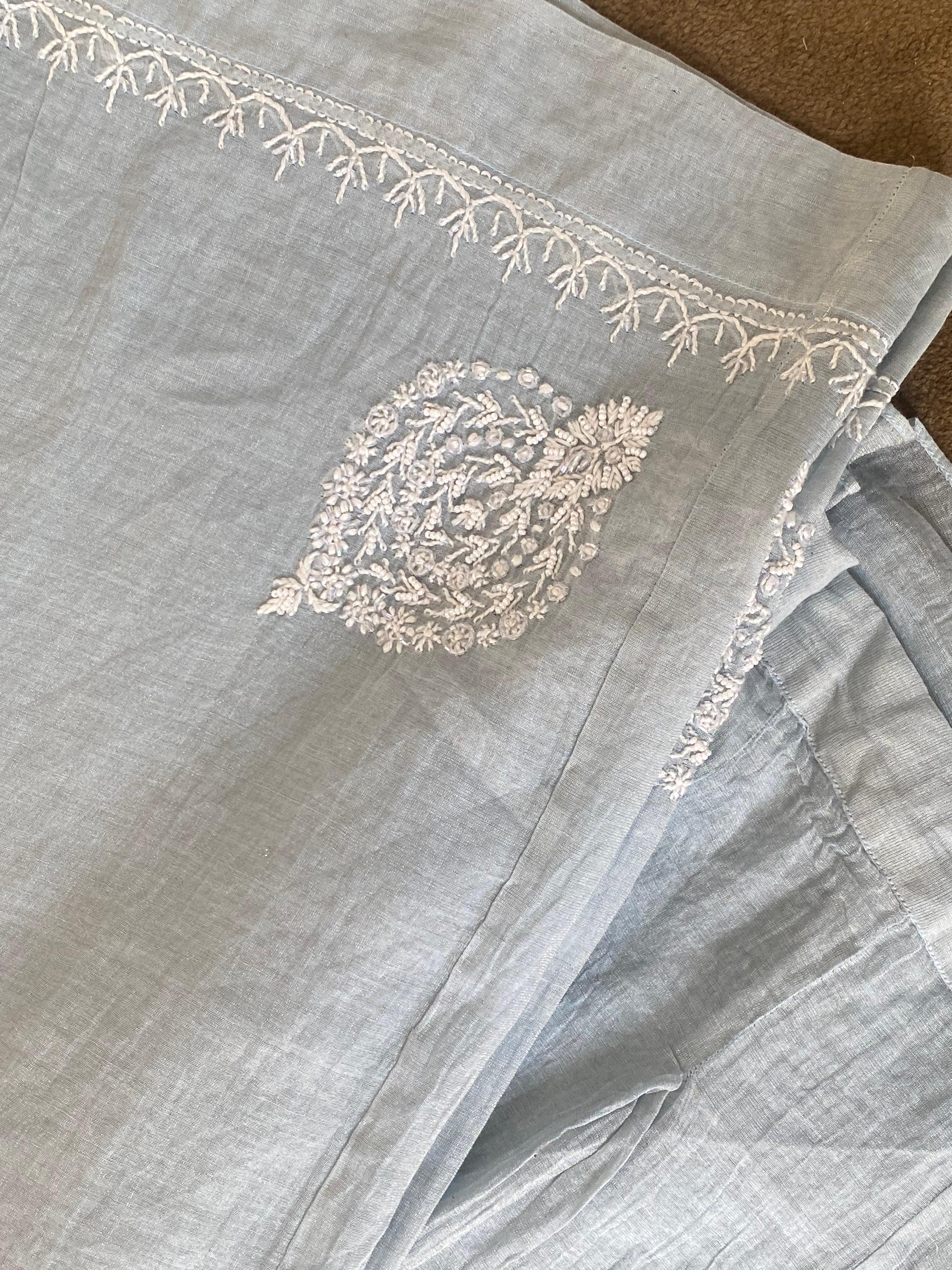 Sea Green Silver Tissue Chikankari Co-ord Set
